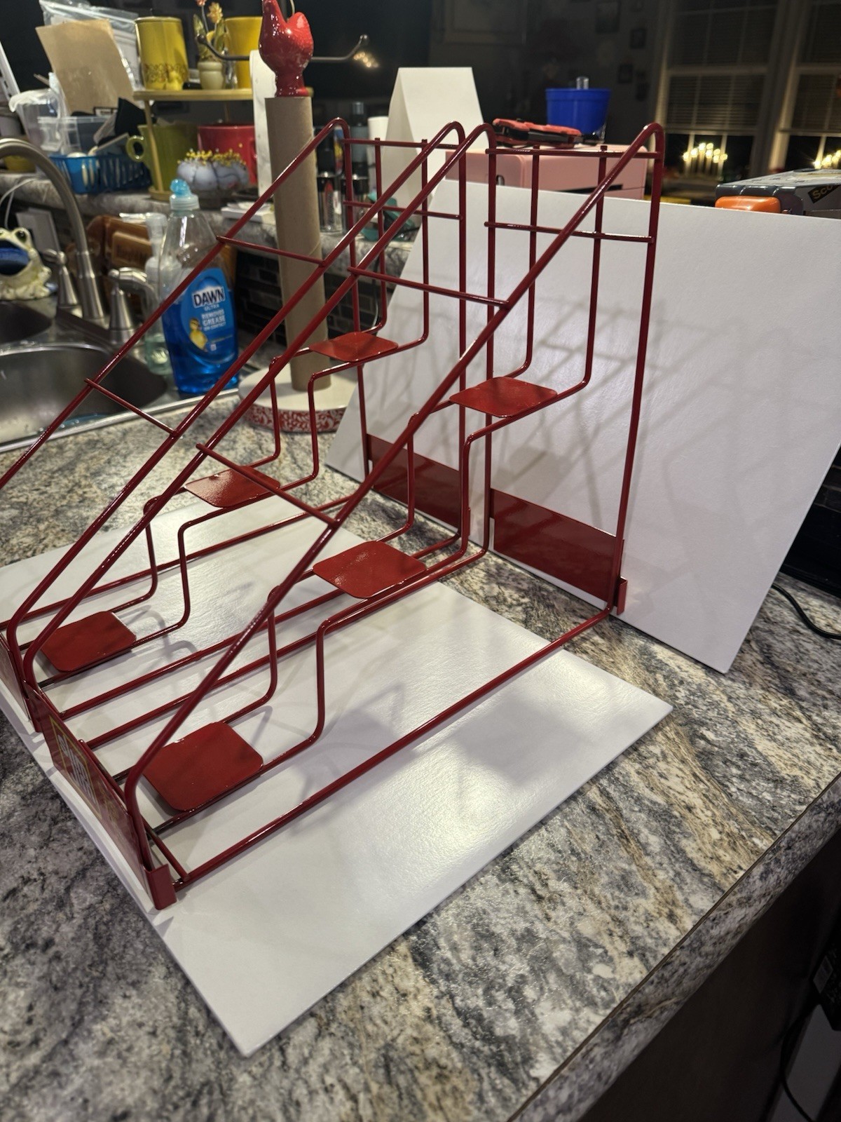 2 Slim Jim Metal Countertop Display Racks 3-Slot Red Snack Holders