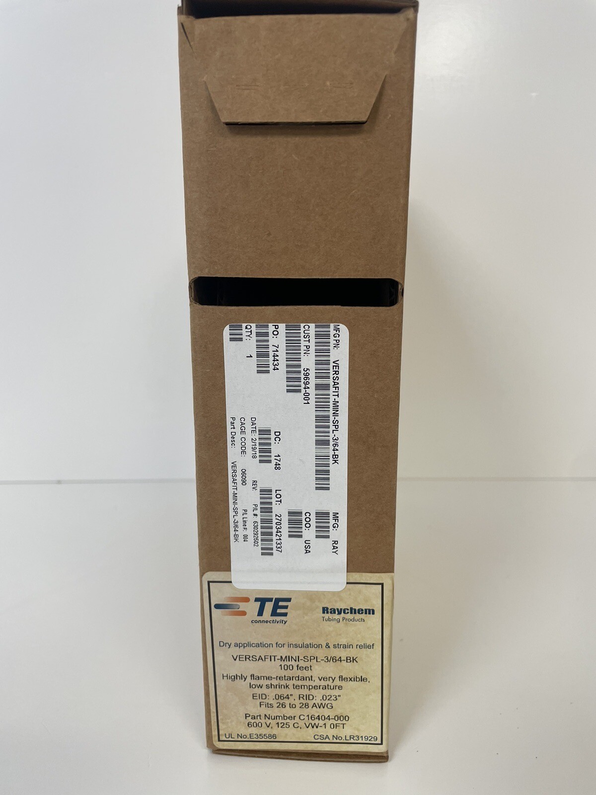 100 Foot C16404-000 VERSAFIT-MINI-SPL-3/64-BK Heatshrink 3/64″ x 100′ Black
