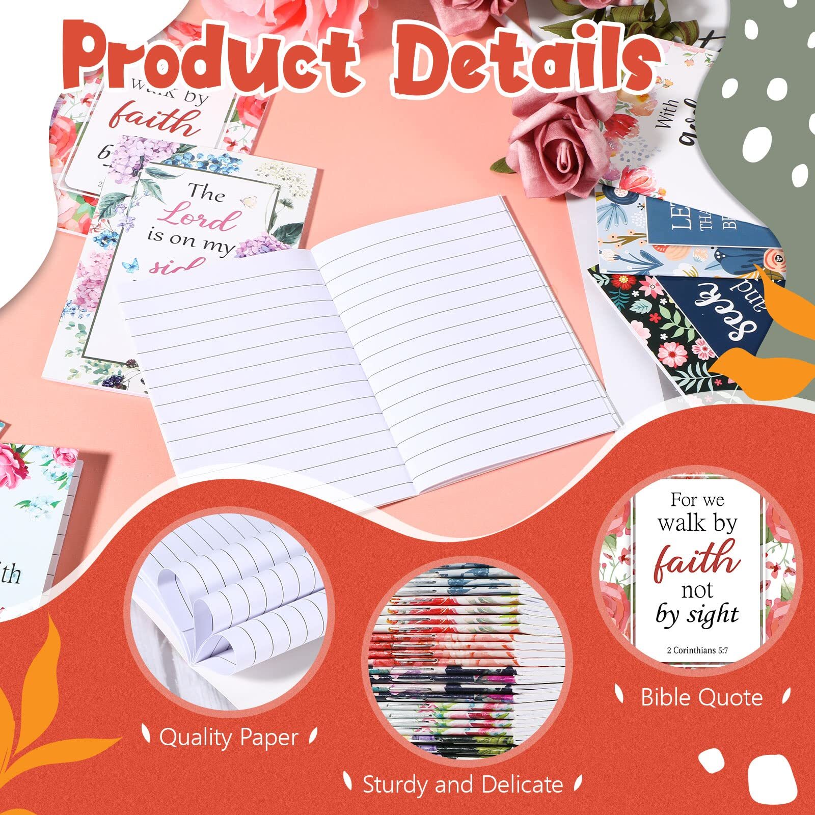 50 Pcs Small Christian Journals Religious Notepads Bible Verse Notebooks