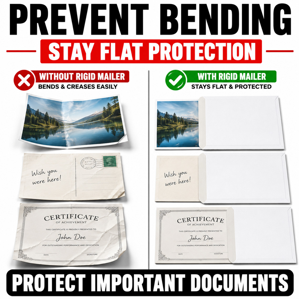 6×8 White Rigid Mailers Stay Flat Self Seal Cardboard Envelopes 50-1000