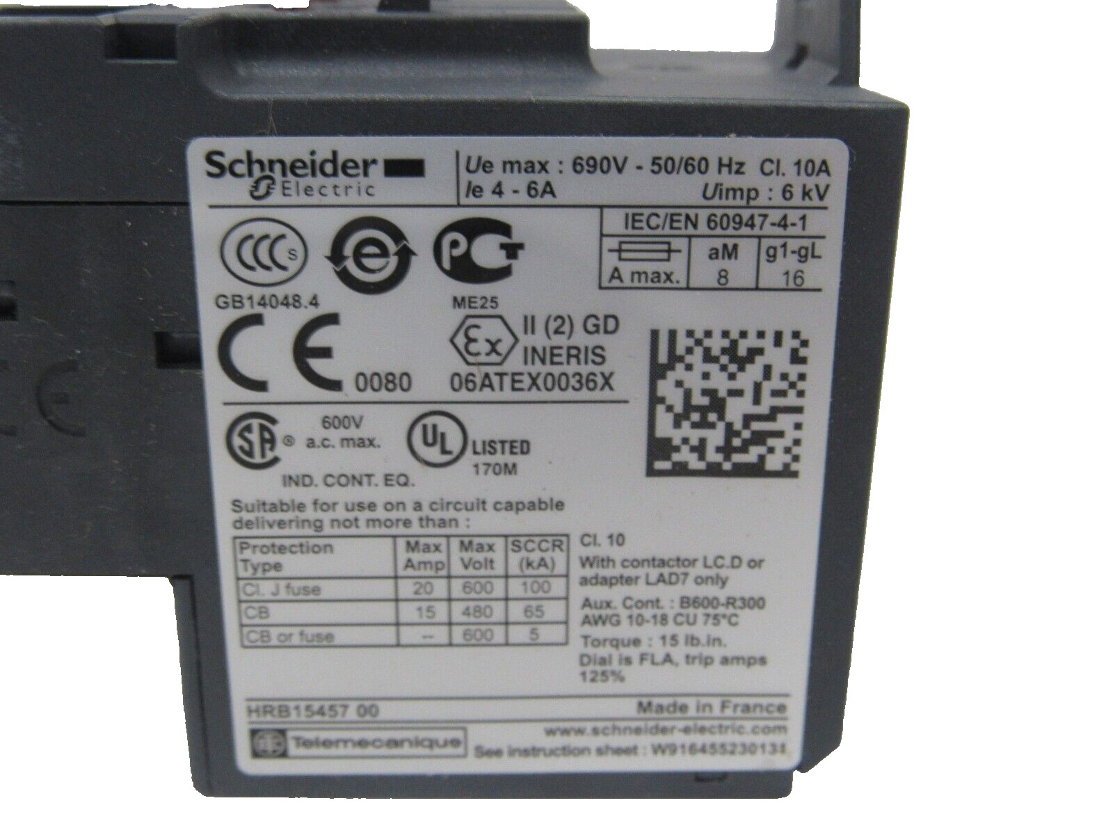 NEW SCHNEIDER ELECTRIC LRD-10 OVERLOAD RELAY LRD10