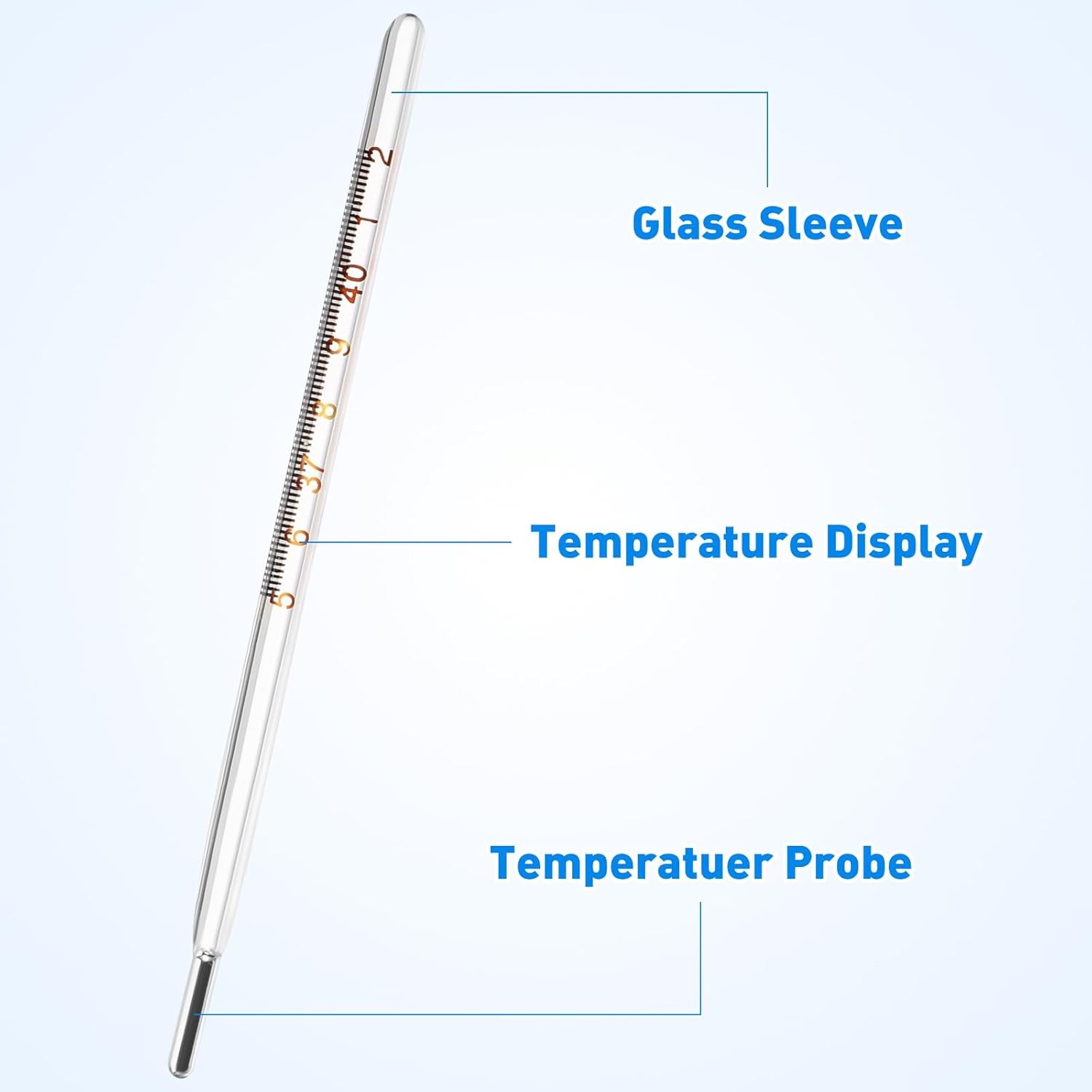 Glass Oral Temperature Measurement Classic Digital Blue