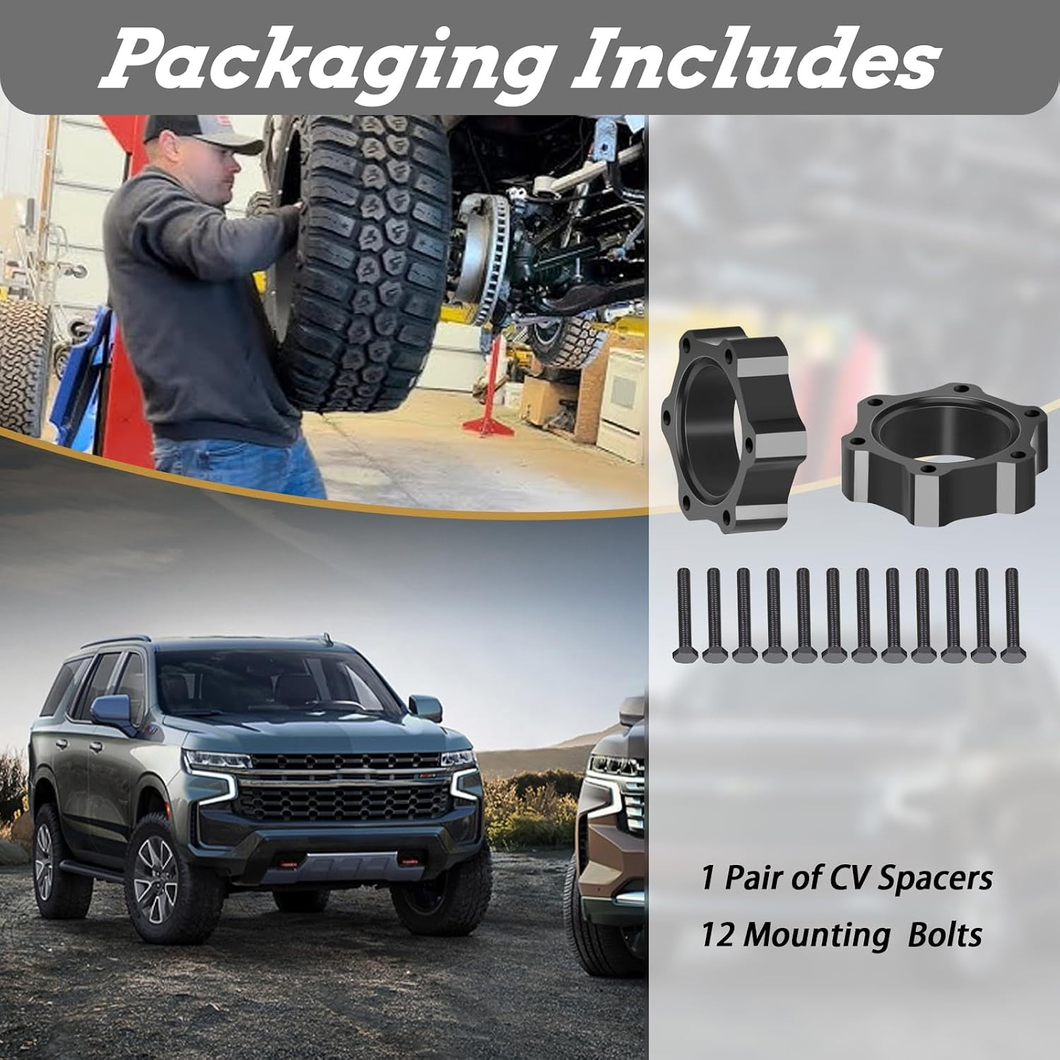 CV Spacers with Hardware Compatible with 99-16 Chevrolet GMC 1500 Pickups,00-16