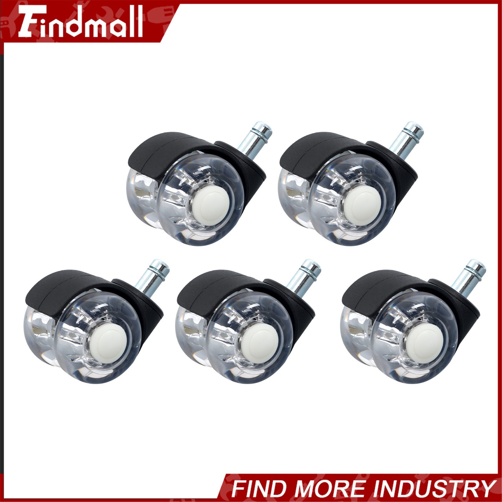 Findmall 5 Pack 2Inch Heavy Duty Office Chair Caster Rubber 360° Swivel Wheels