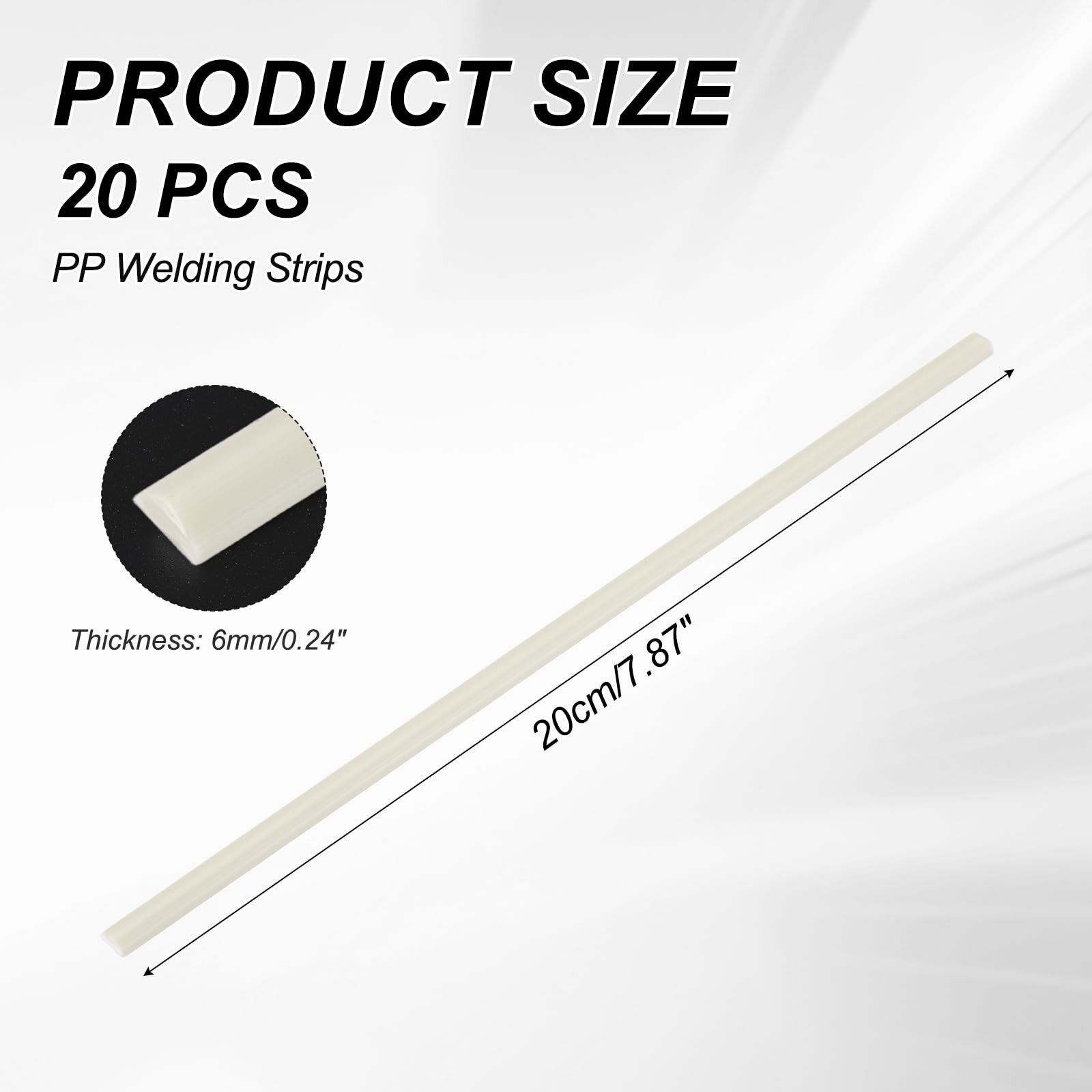 20 PCS Beige 8 Inch PP Plastic Welding Rods 3/16×1/4 Inch For Car Bumper