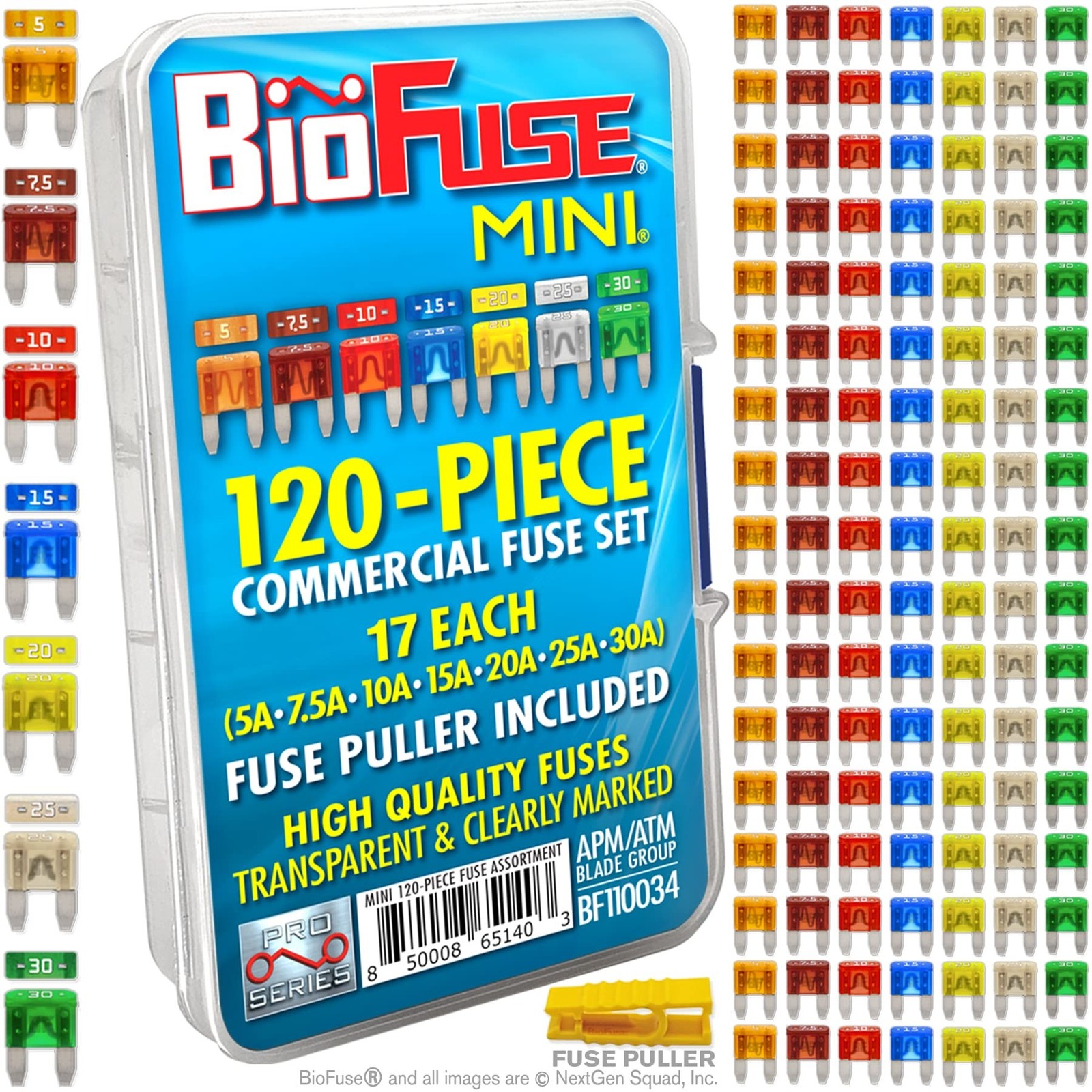 Mini APM ATM 120 Piece Automotive Commercial Car Fuse Assortment (1… Fast Ship