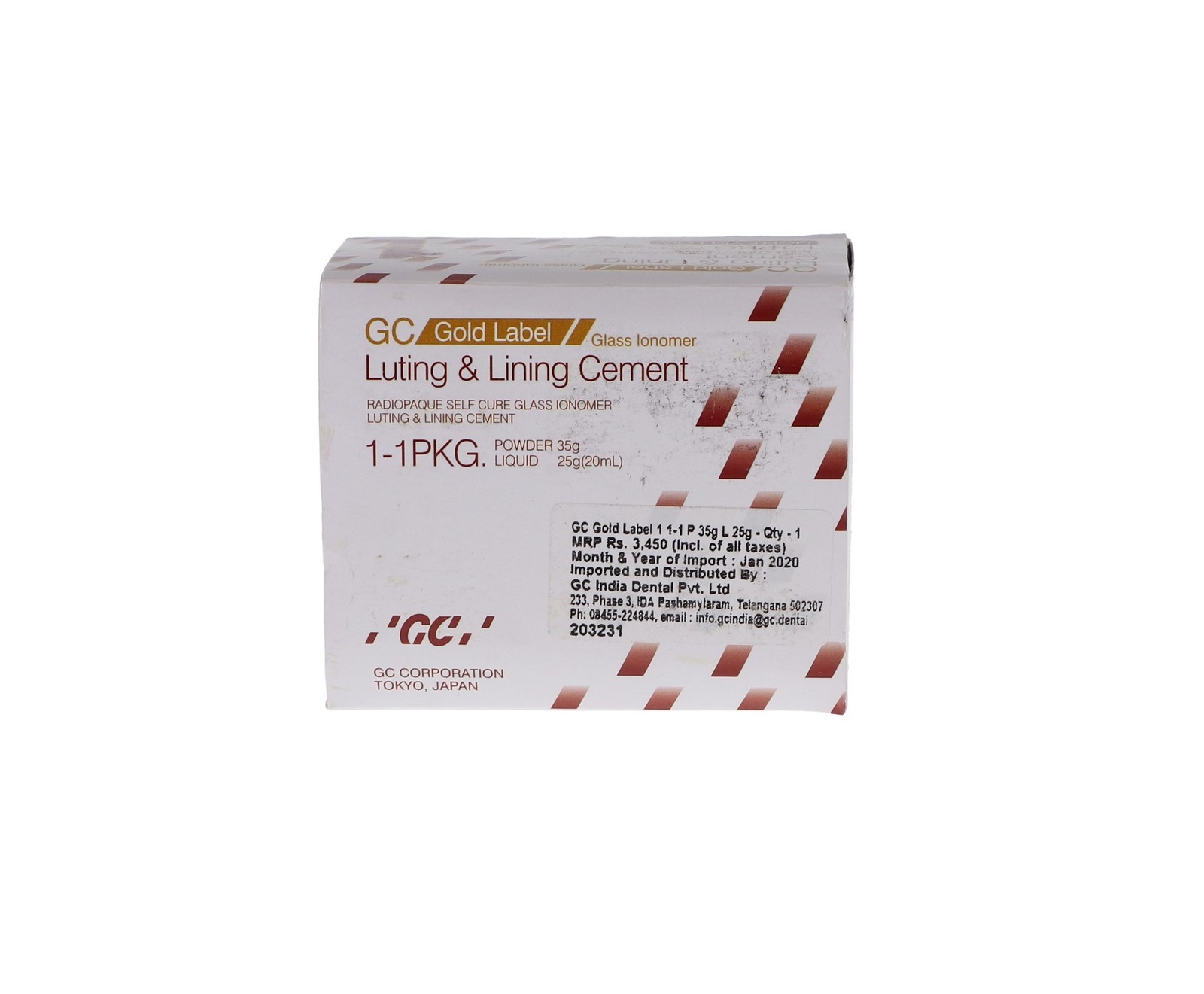 GC 002503 Fuji I Gold Label Glass Ionomer Luting & Lining Cement 1:1 Kit 901007