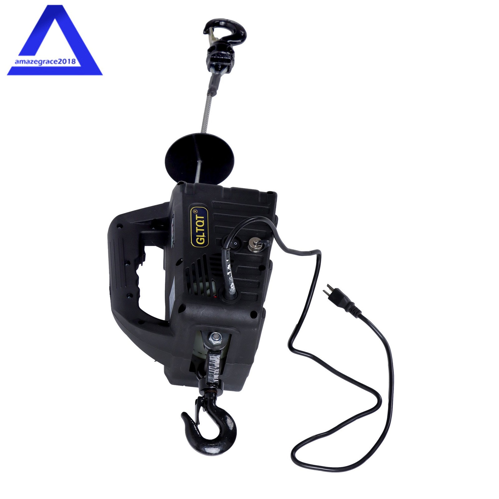 2-in-1 Portable Electric Hoist Power Winch 1100 lbs Wired Remote Control 1500W