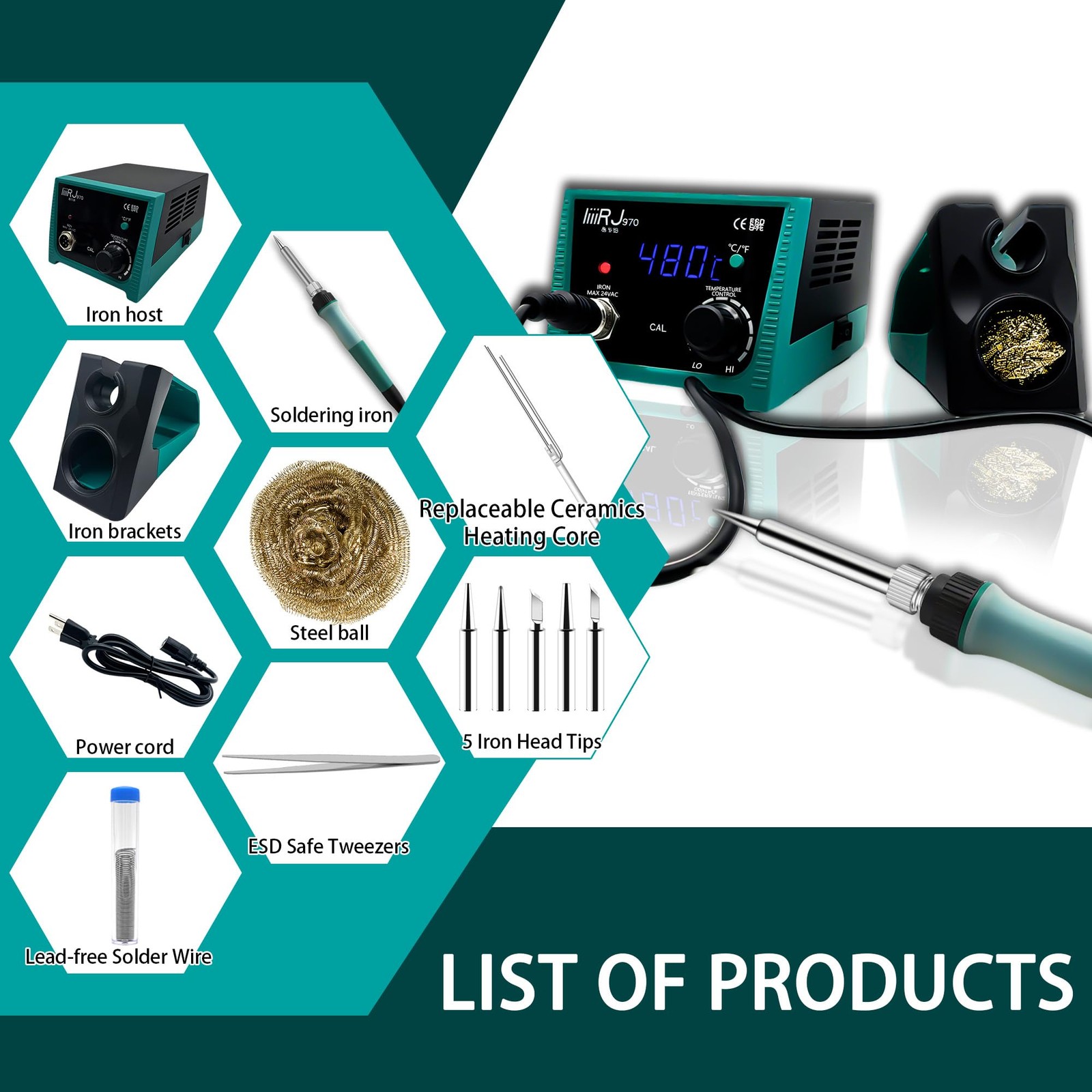 Digital Soldering Station 75W with LED Display, Adjustable Temperature 392°F–…