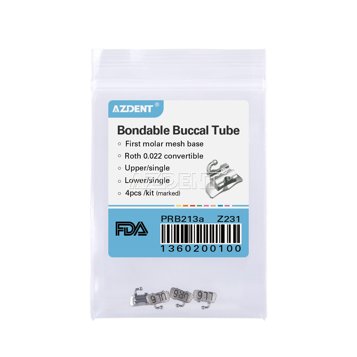 AZDENT Dental Orthodontic 1st Molar Buccal Tube Roth .022″ Bondable Convertible