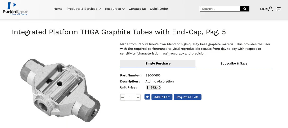 Equivalent PE B3000653 Integrated Platform THGA Graphite Tubes w/ End-Cap Pkg 5