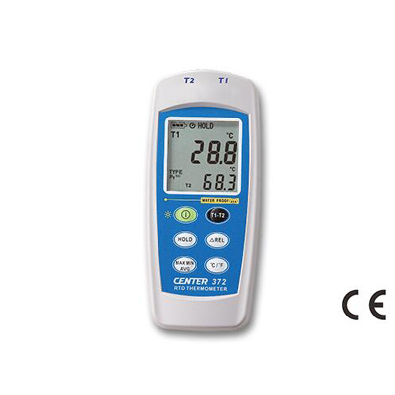 CENTER-372 Dual Input RTD Thermometer (Water Proof),Max/Min/Avg Function