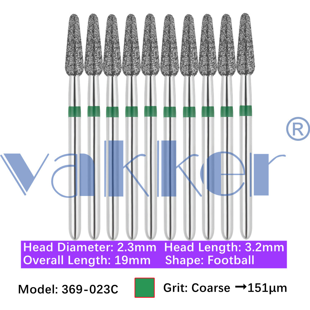Vakker 10pc Dental Diamond Burs FG Friction Grip Coarse Super Coarse Grit Bur