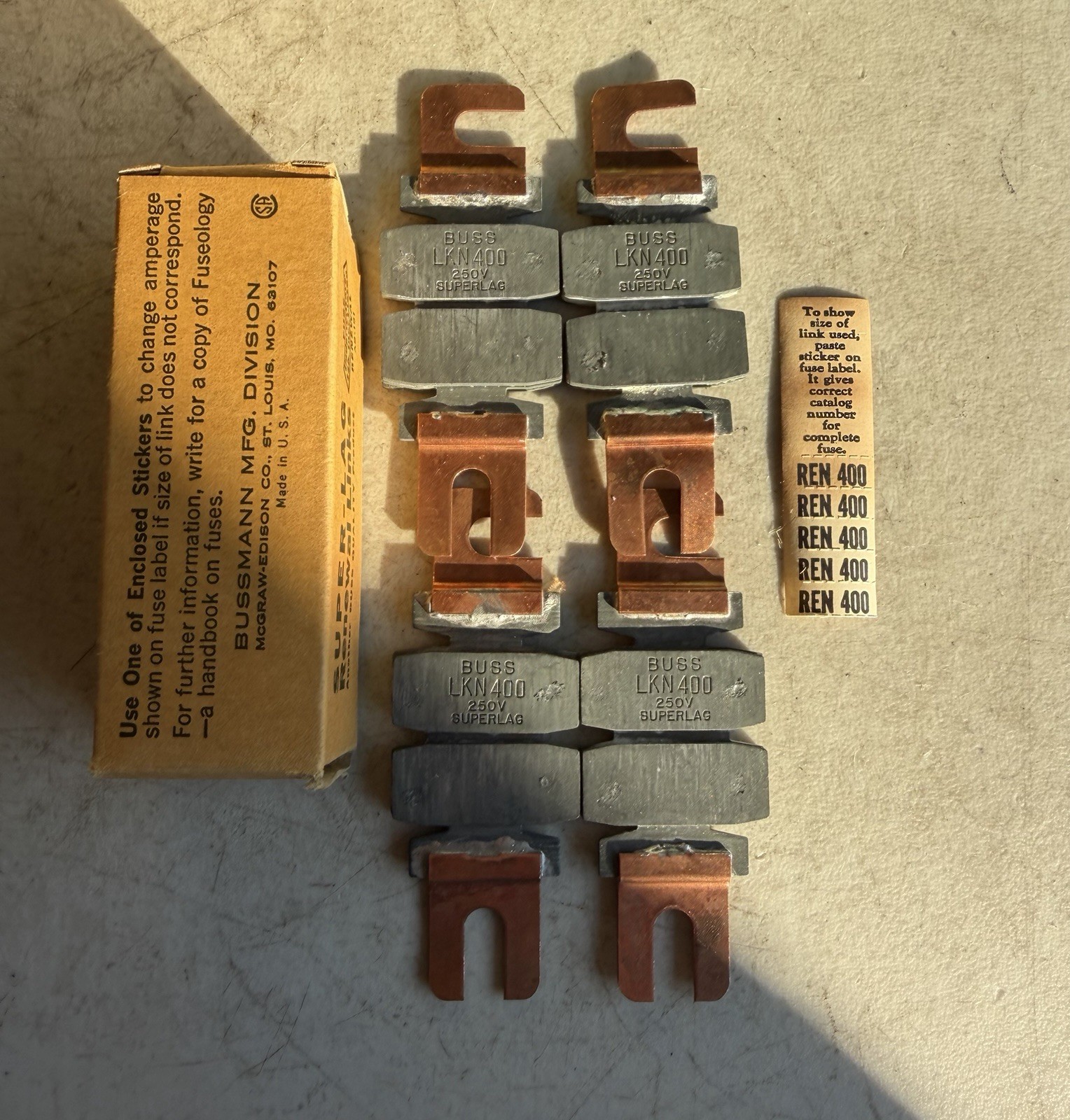 Lot Of 4! BUSSMANN LKN400 Super-Lag Renewal Links LKN 400