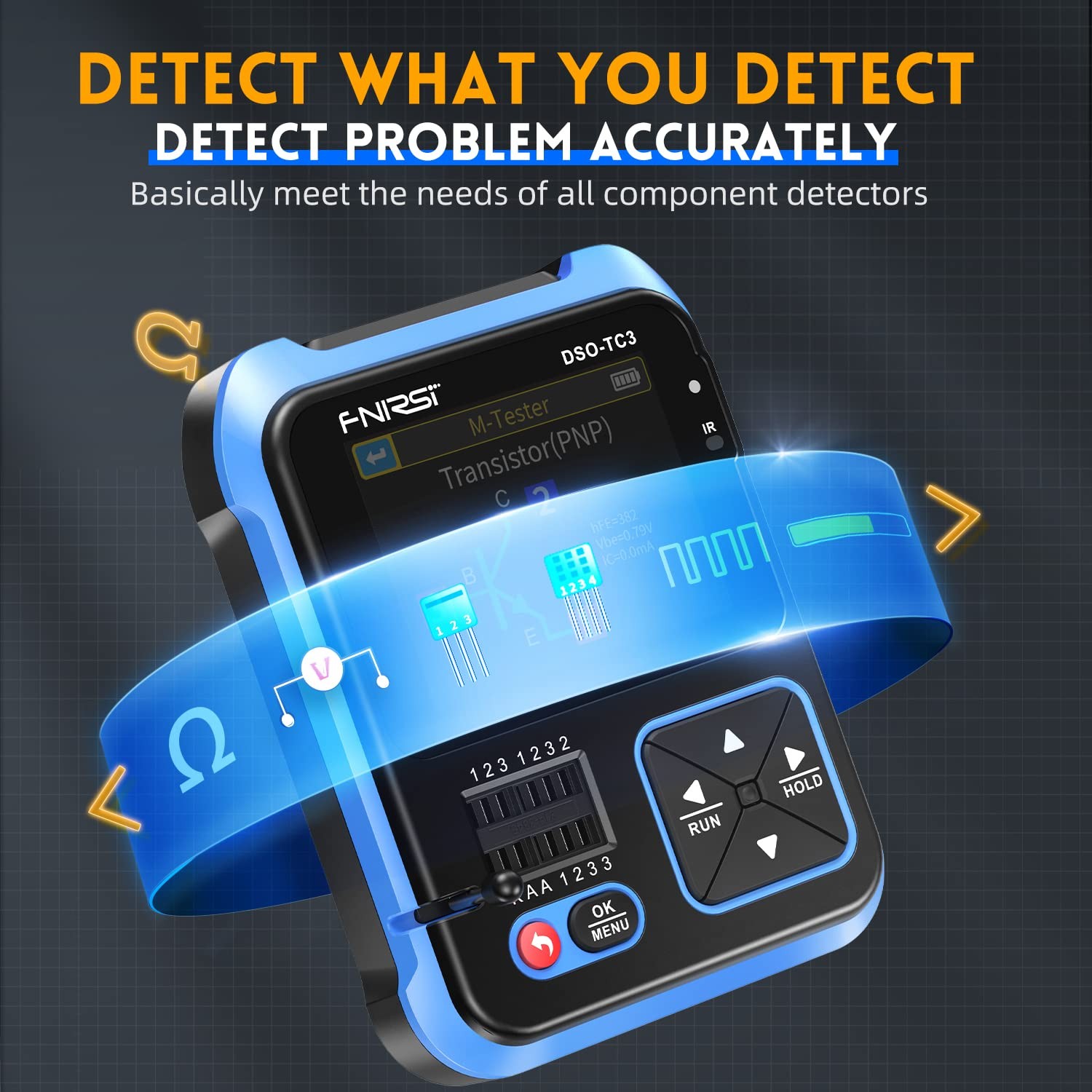 Osciloscopio 3en1 500KHz 10MS/s Generador Señal DDS Tester Transistor Portatil