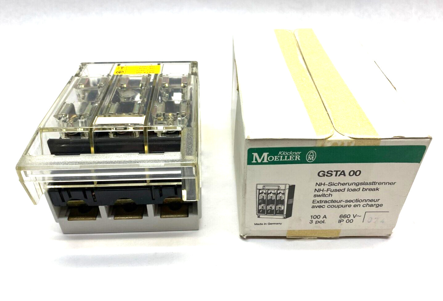 Moeller GSTA 00 100A/660V NH-Fused Load Break Switch Clear Cover 3-Pole IP 00