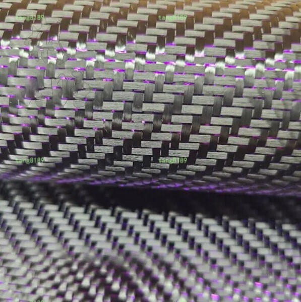 3K Carbon Fiber & Metallic Purple Reflection Mixed Cloth Twill Weave 100*50cm