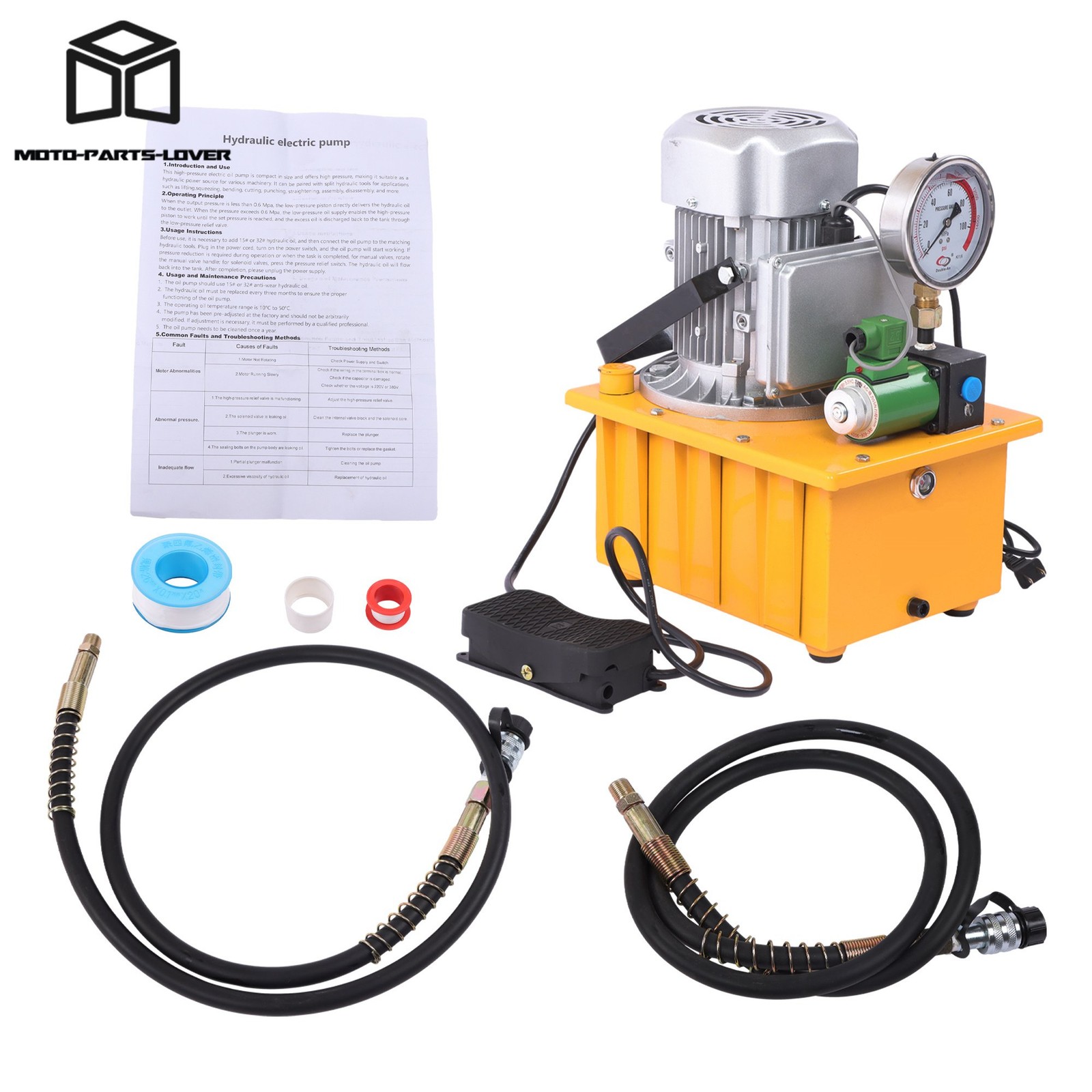110V Electric Hydraulic Pump 10000PSI Single Acting 8L Flow 0.7L/min