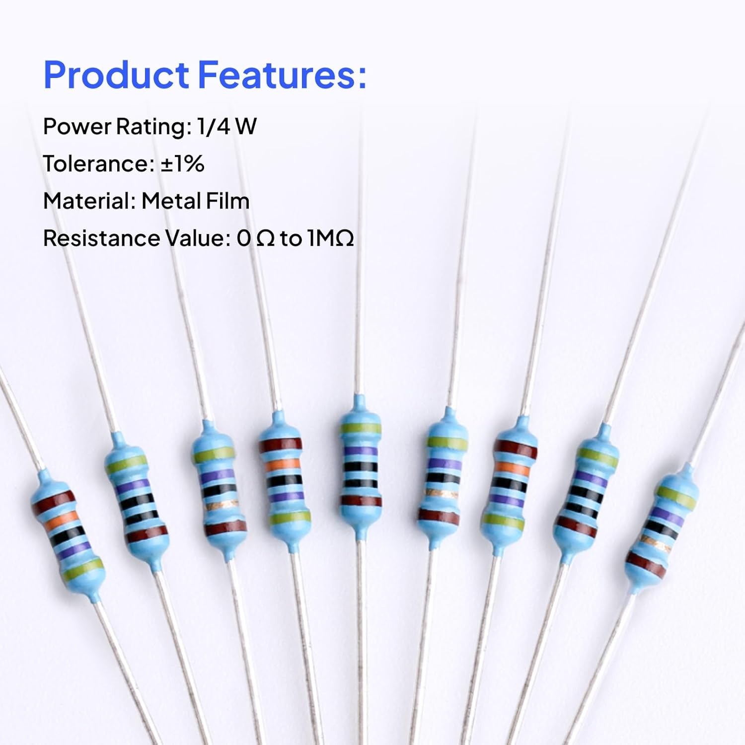 17-Value 0-1M Ohm Resistor Assortment with Color Code Guide & Compliance
