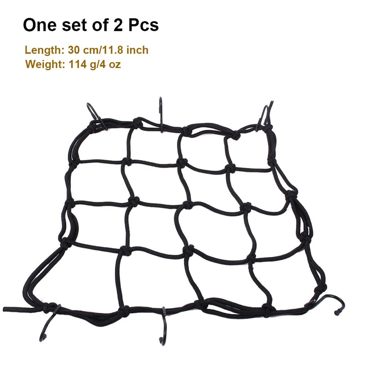 2 PCS Cargo Net,11.8 inch x11.8 inch Rack Bungee Net 6 Adjustable Hooks for B…