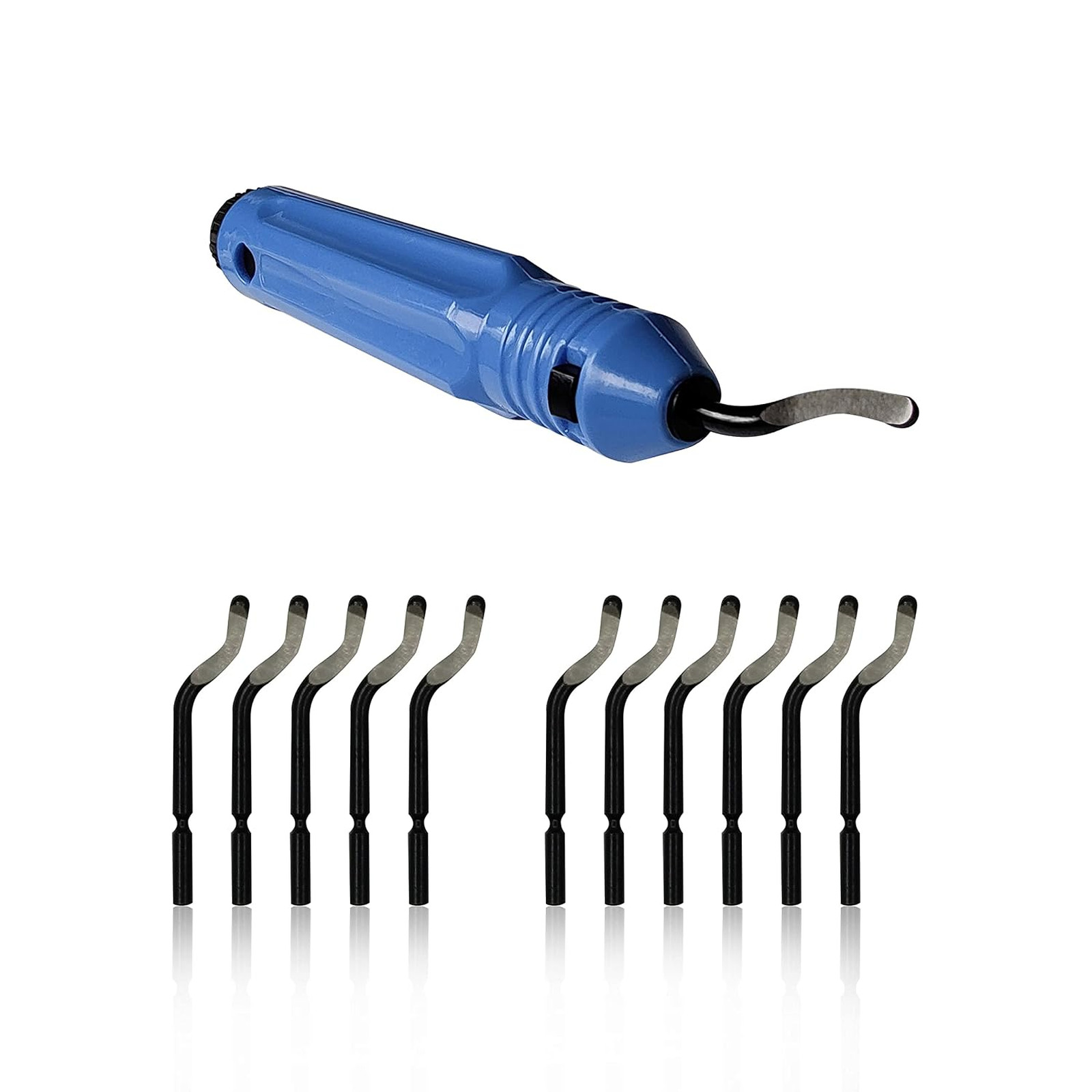 Deburring Tool Kit with Anti-Slip Handle Pack of 10 Blades for Metal Plastic