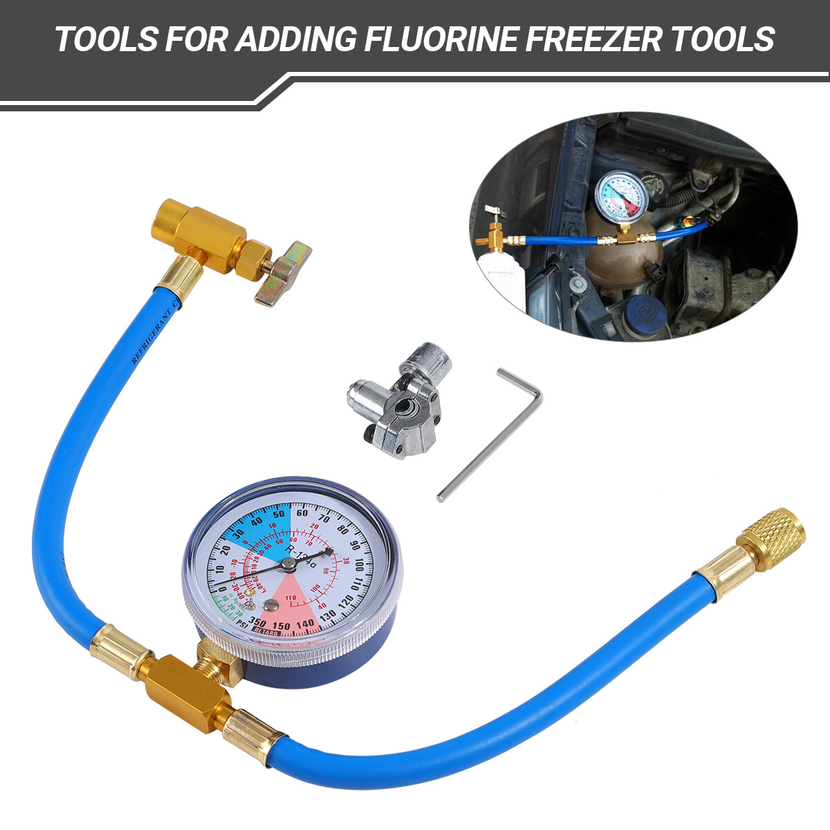 BPV31 Bullet Piercing Tap Valve Kits w/ Pressure Gauge Fit For Home Refrigerator