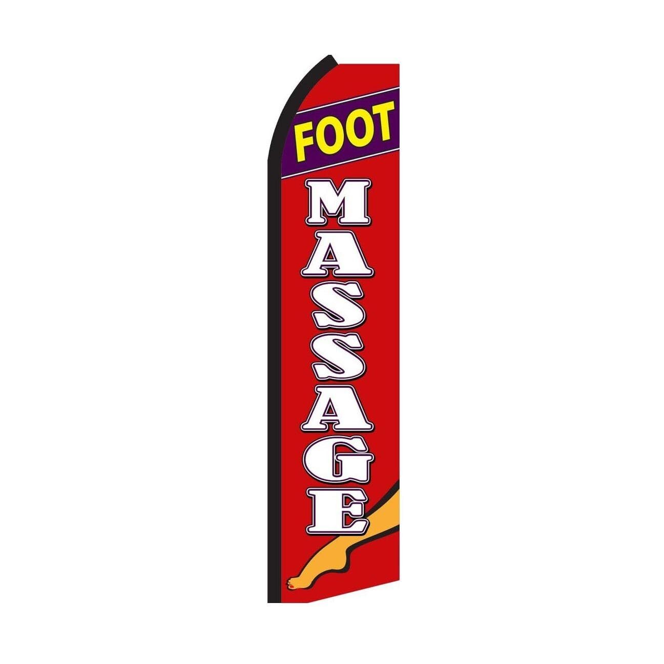 Foot Massage Bur Swooper Flutter Feather Flag | 3ft W x 11.5ft Tall