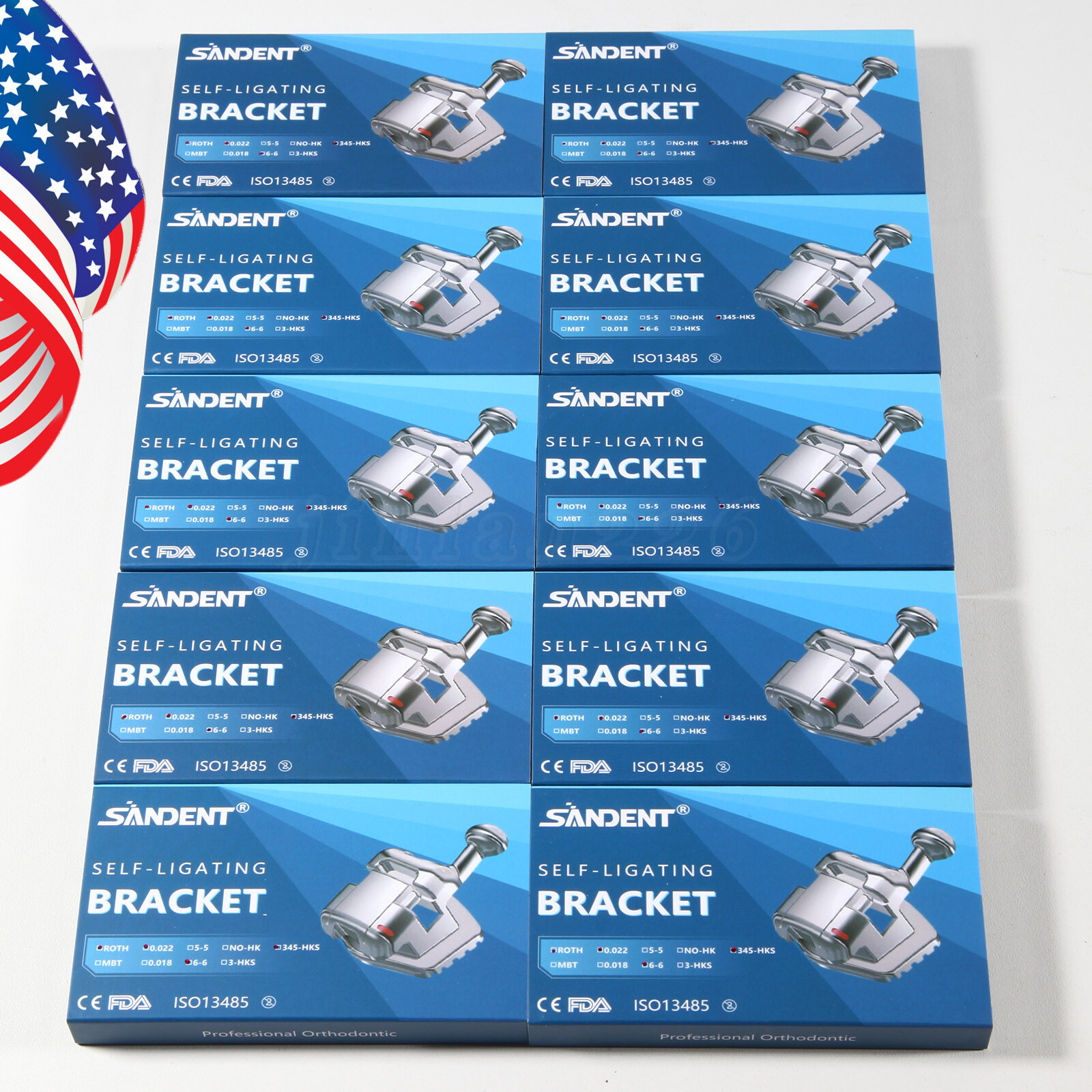 20Pcs/Pack Dental Orthodontic Self Ligating Braces Bracket Metal Brackets