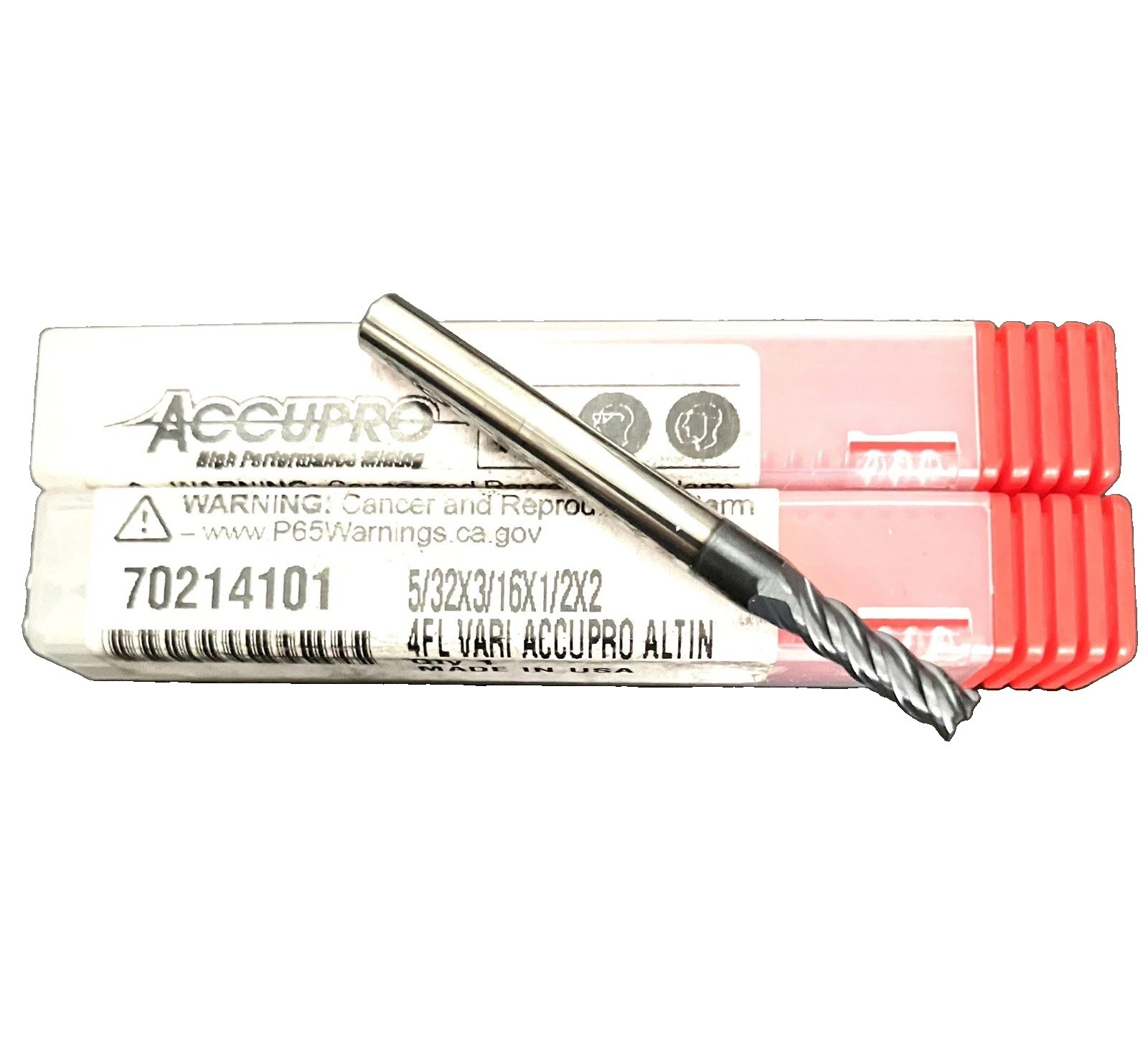 2PCS Accupro 70214101 5/32″ 4 Flute Square End Mill Solid Carbide AlTiN CNC New