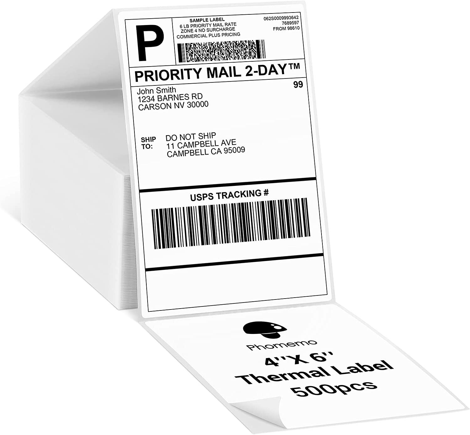 500 4×6 Fanfold Direct Thermal Direct Shipping Labels for Zebra & Rollo Printers