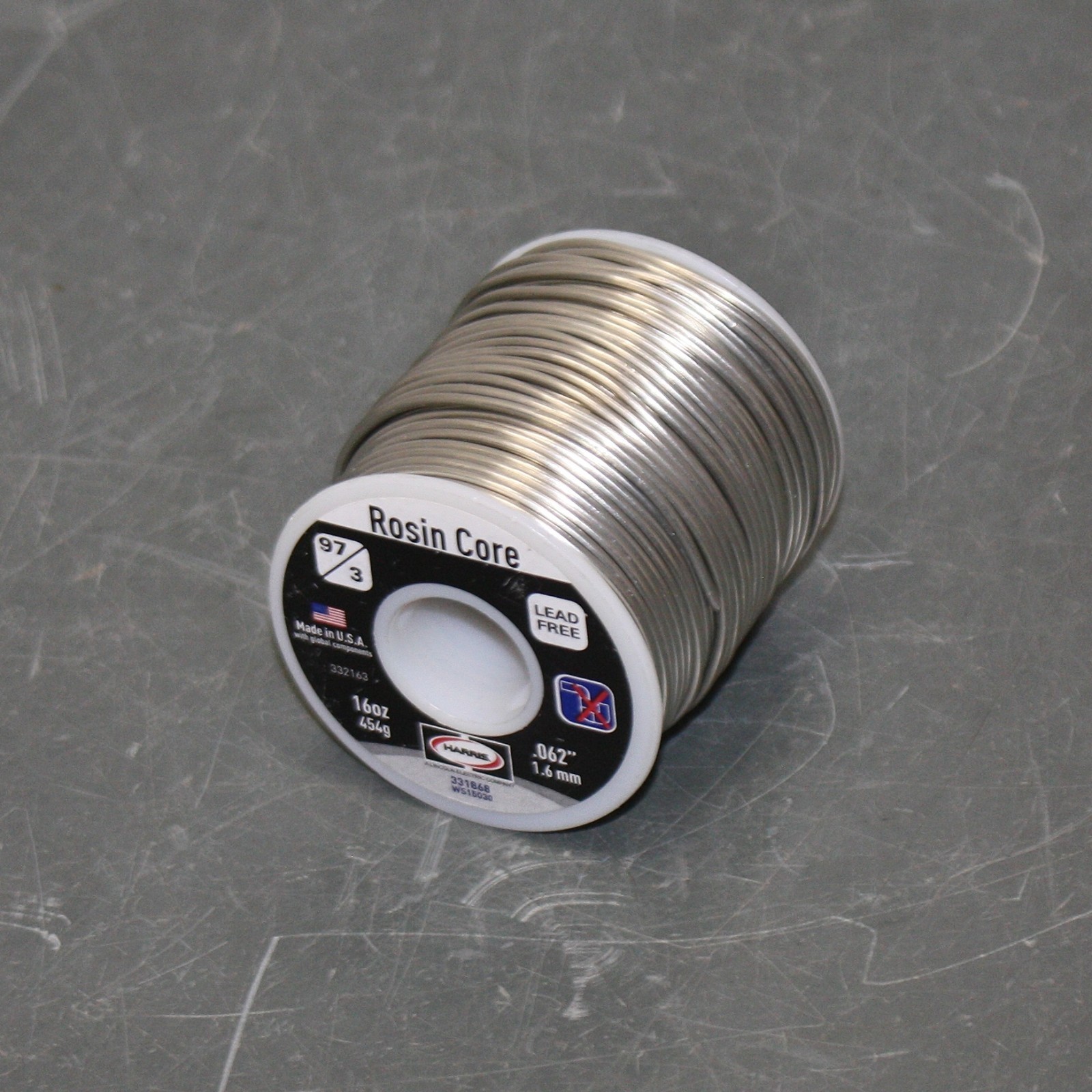 (1 lb) Harris 97/3 Rosin Flux Core Solder Wire 331868, 1/16″, 97% Tin, 3% Copper
