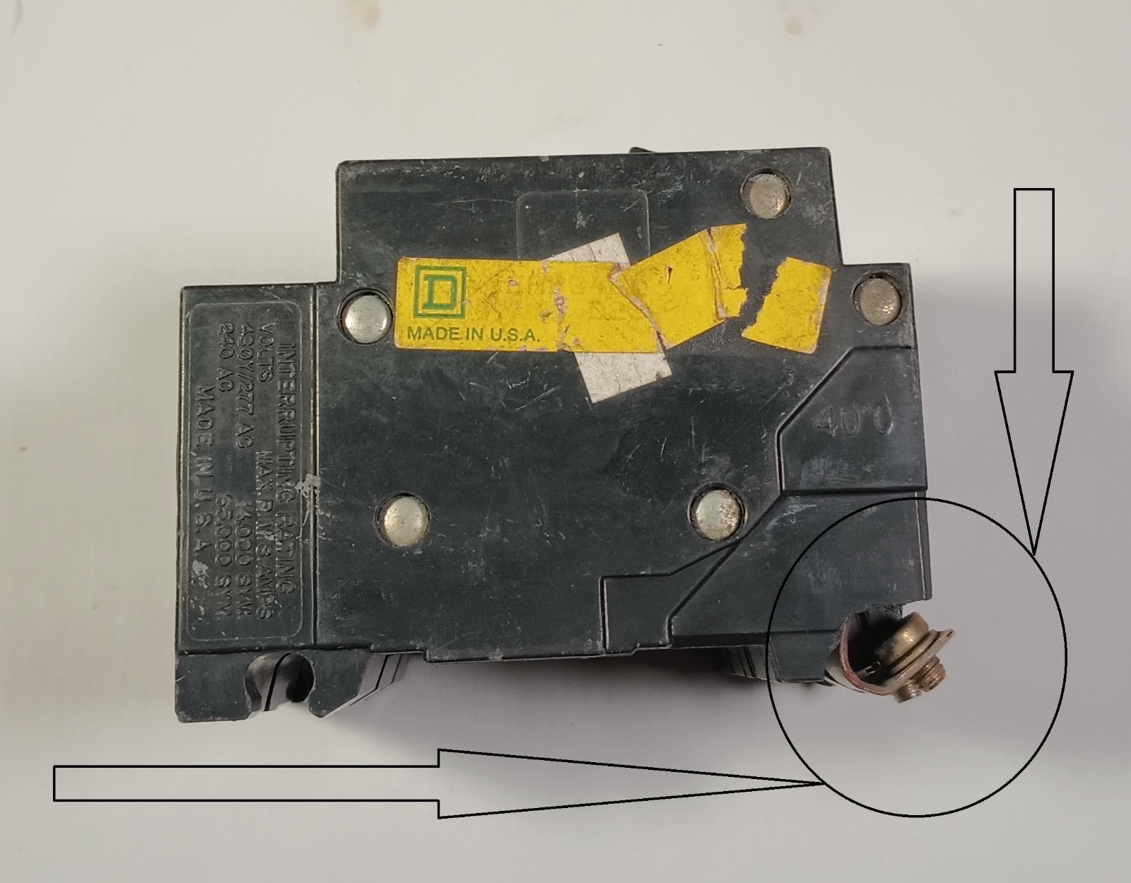 Square D EHB34030 3 Pole Circuit Breaker Chipped