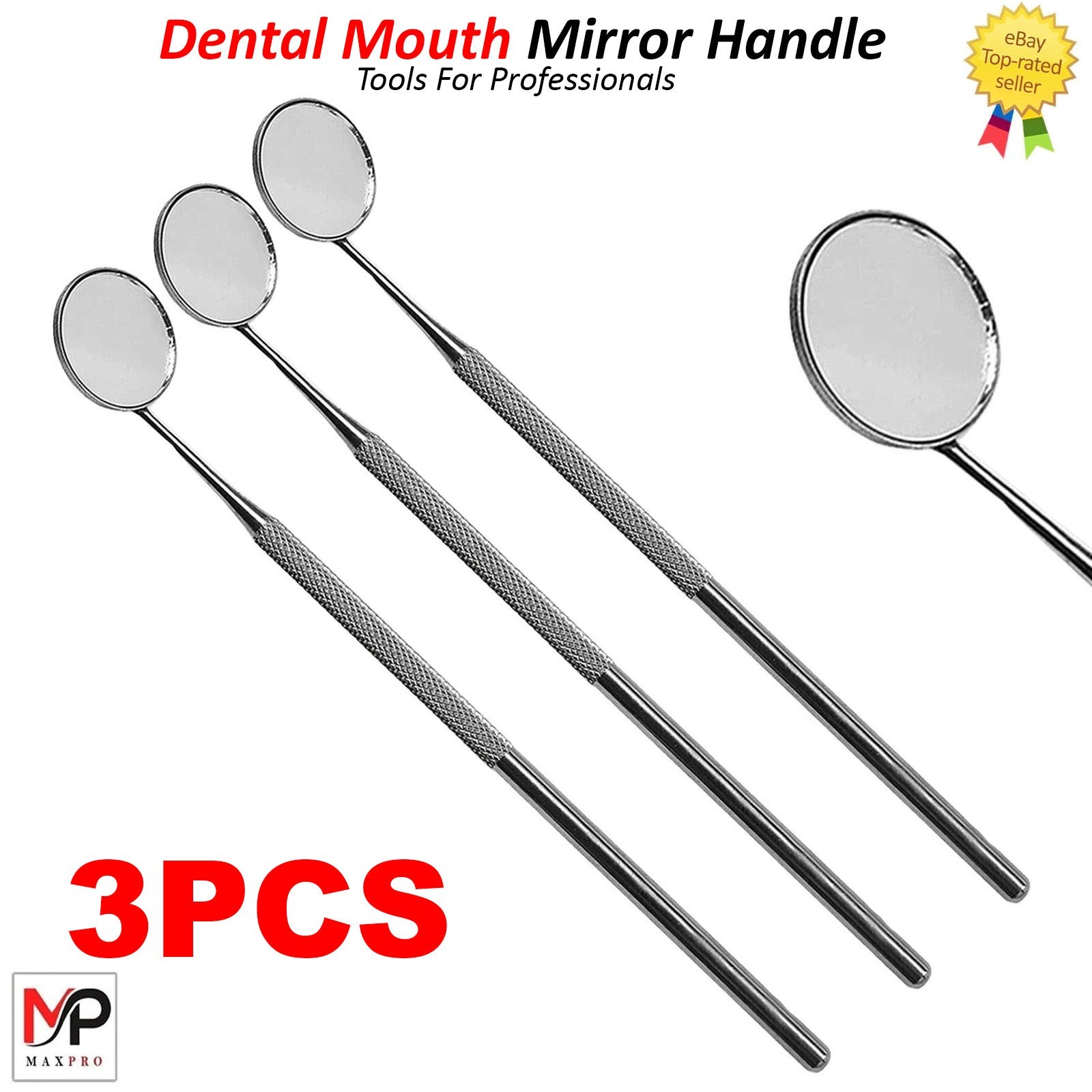 3PCS Dental Mouth Mirror #5 W/Handle For Teeth’s ENT Dental Inst German Grade