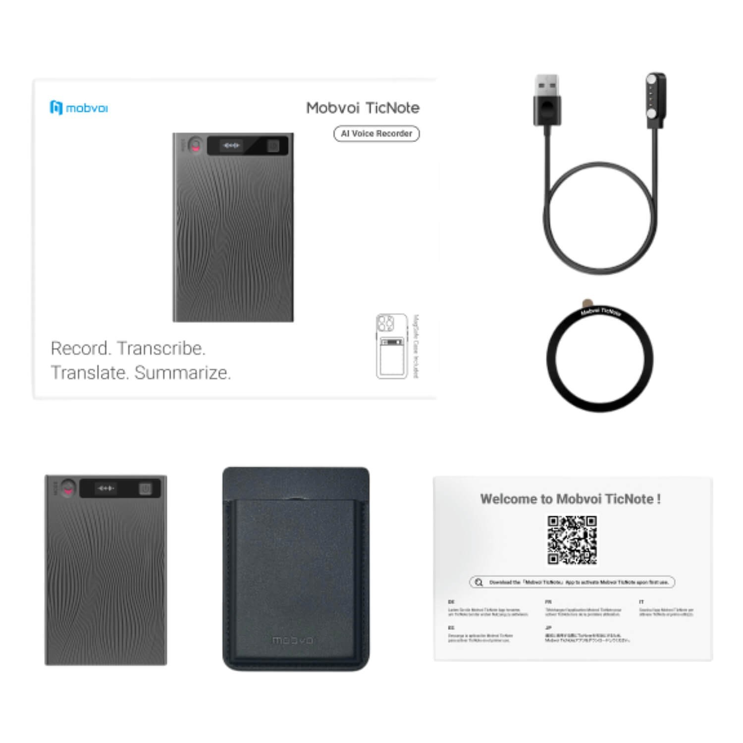 Mobvoi 64GB TicNote Agentic AI Voice Recorder Wi-Fi 4 802.11n 470mAh USB NE-79