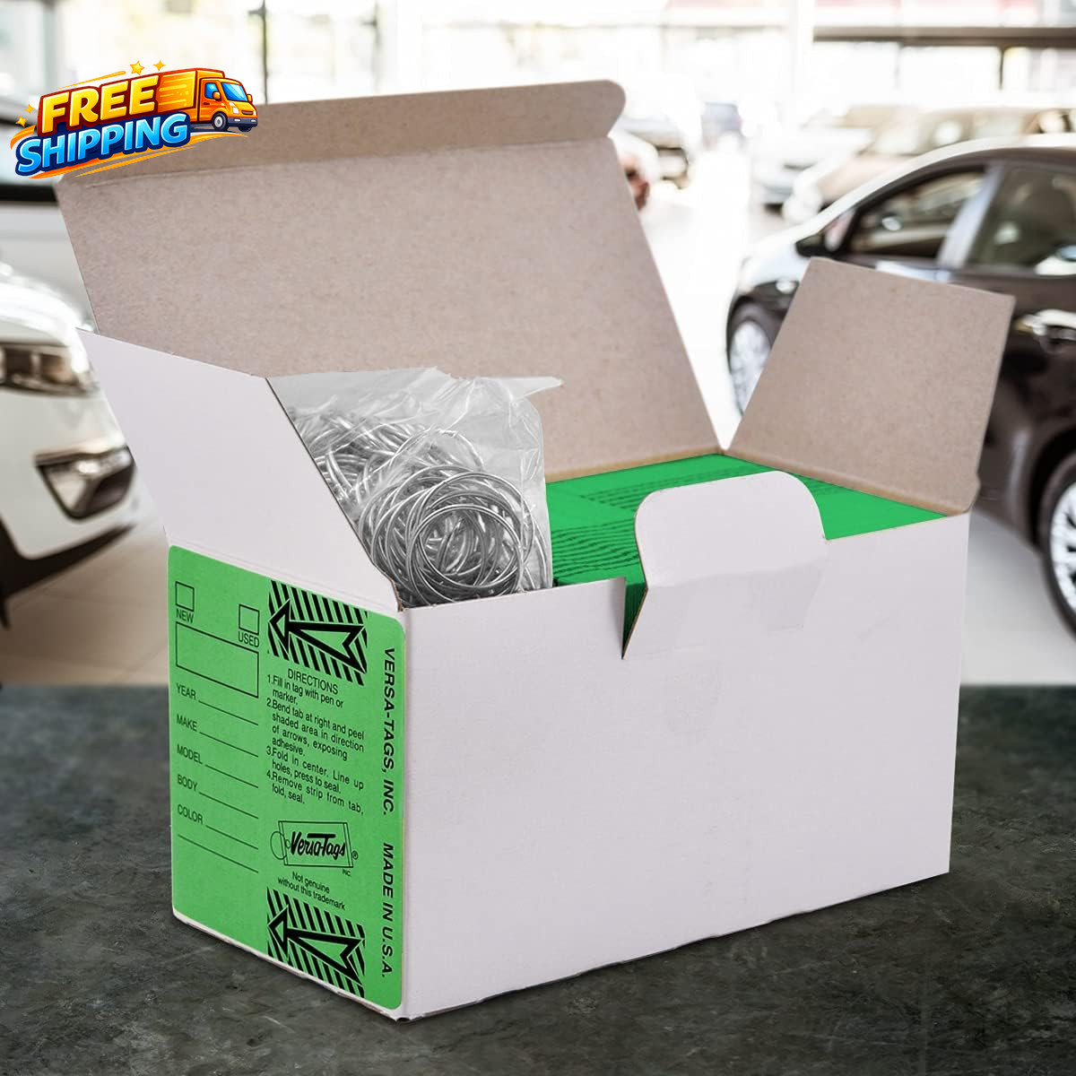 250 per Box Self-Protecting Paper Key Tags with Chrome-Plated Split Rings