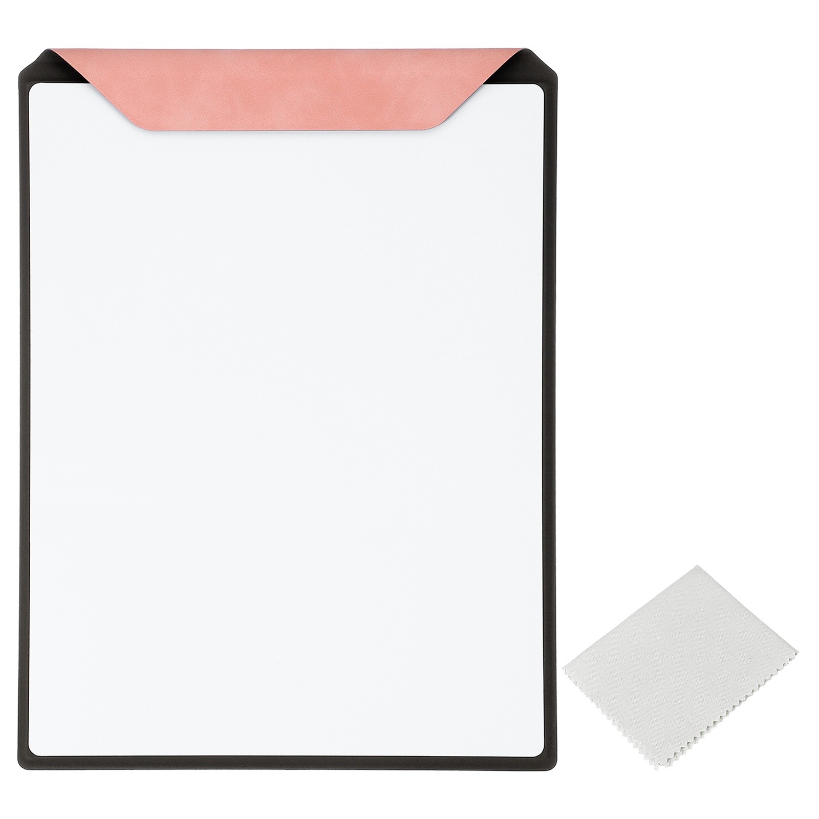 11.8×8.9″ PU Leather Calendar Dry Erase Whiteboard with Wipe Cloth, Pink