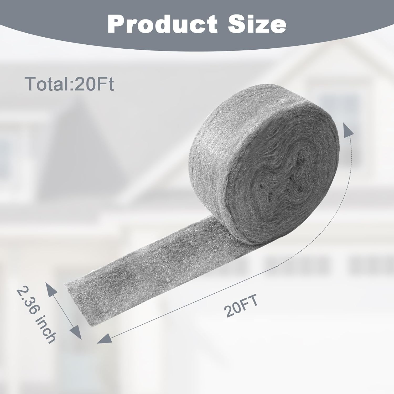 40Ft Stainless Steel Wool Reel Fill Fabric Roll Gap Blocker Coarse Wire For Barn