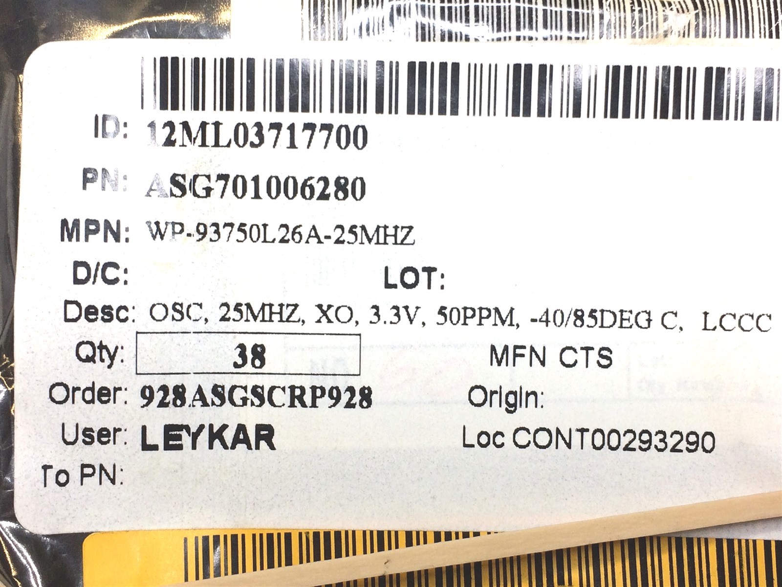 S2237E-25.000 SARONIX OSC 25MHZ 3.3V 50PPM SMD 2 UNITS