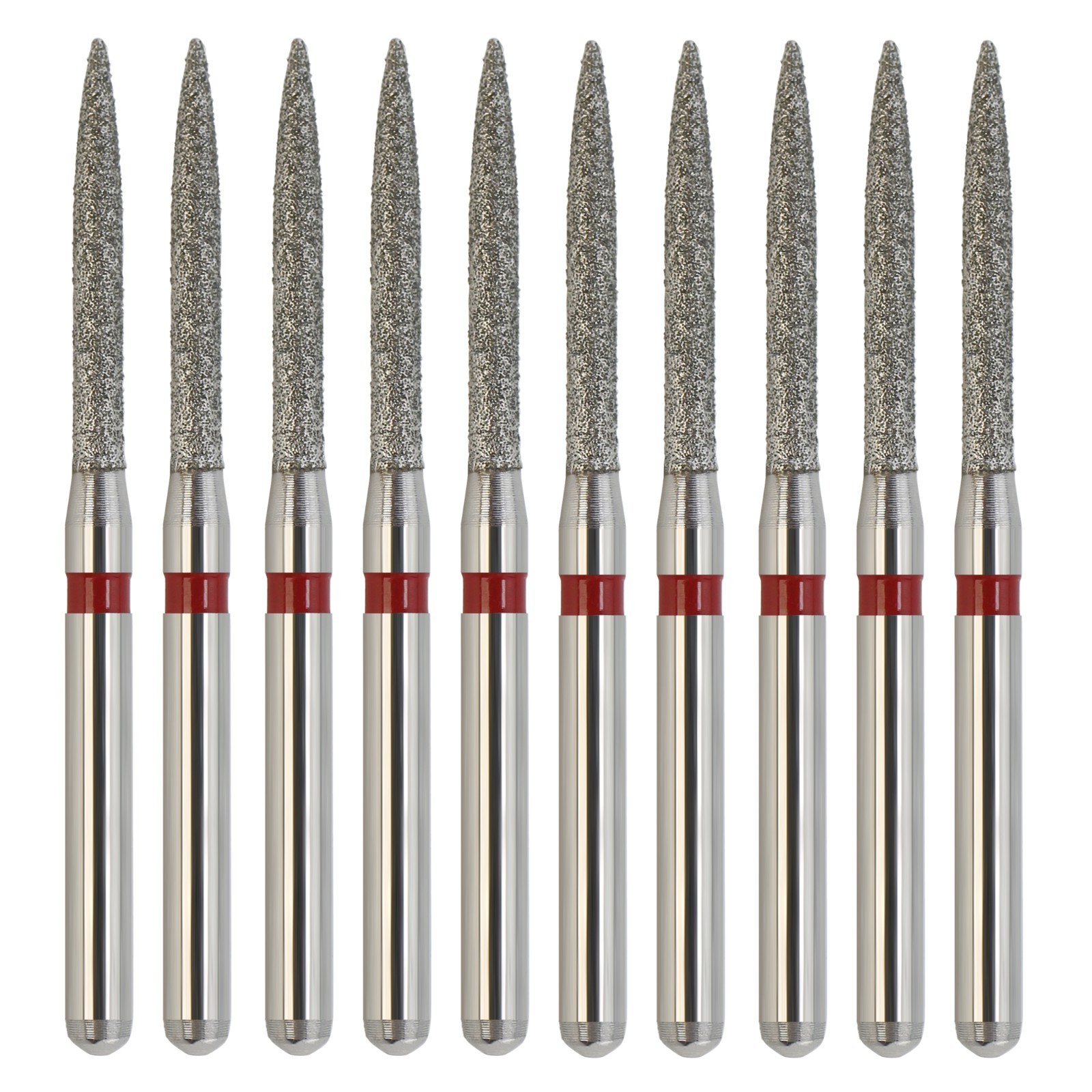 Dental Diamond Burs FG Flame Fine High Speed Bur Friction Grip Grit Red 863/012F