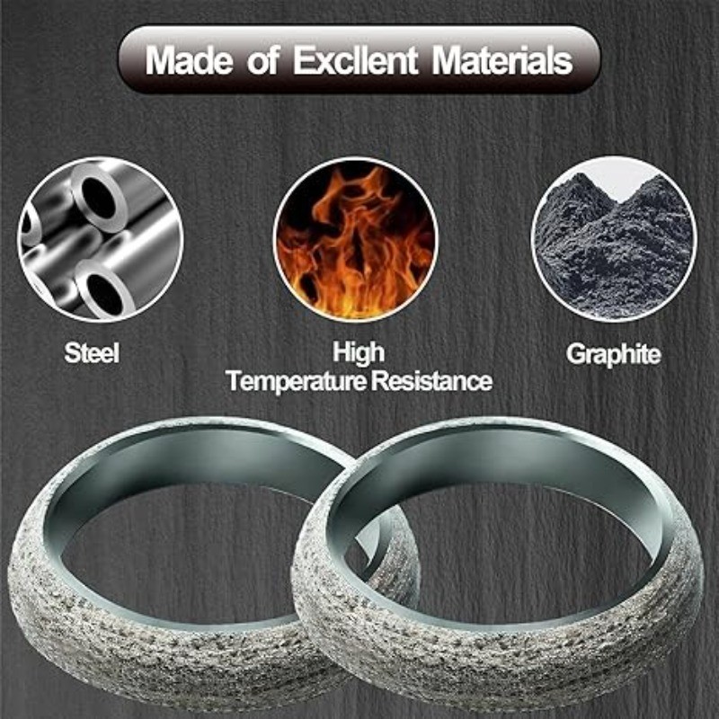 1.9in/48mm Car Exhaust Manifold Gasket, 2Pcs Exhaust Muf Size: ID 1.9inch/48mm