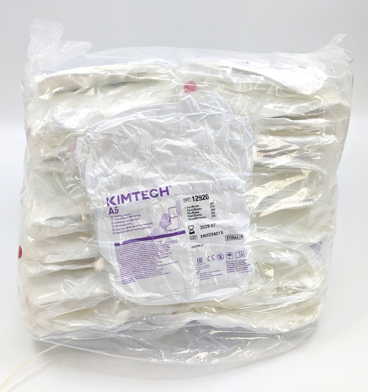 NOS! Lot of 25 Pairs Kimtech A5 Sterile Cleanroom Boot Covers 2XL, #12920
