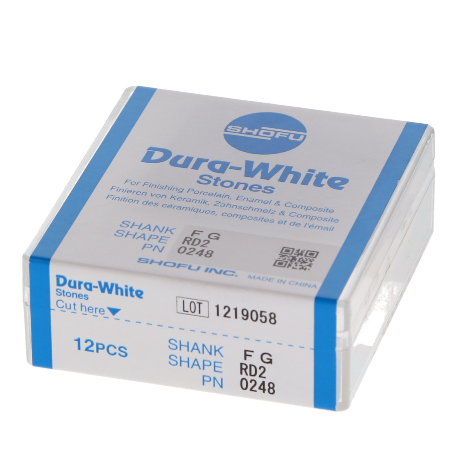 Shofu Dental 0248 Dura-White Mounted Stones Friction Grip FG Round RD2 12/Bx