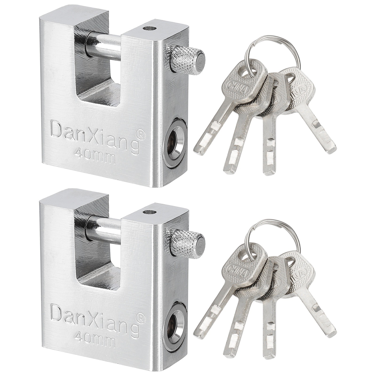 2Pcs 1.6″ High Security Padlock Steel D-Shaped Heavy Duty Locks w 4 Keys