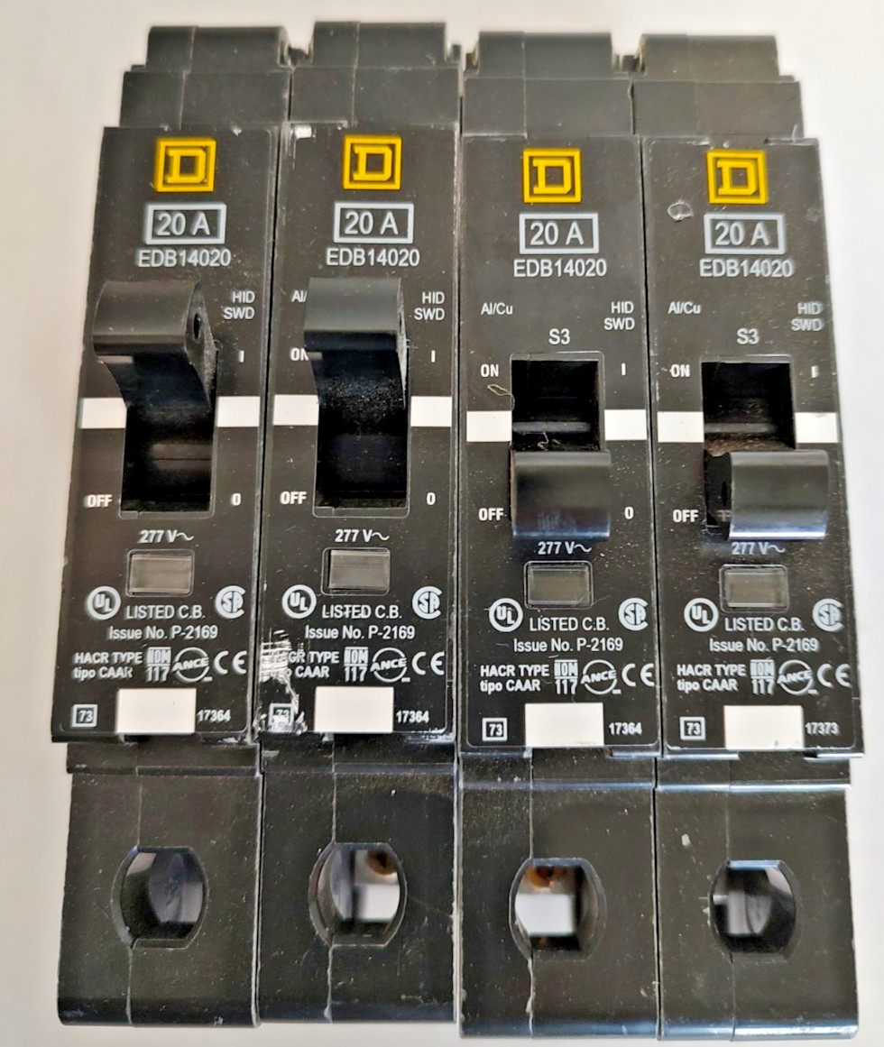 Square D EDB14020 Circuit Breaker Interrupter 20A Single Pole 277V Lot of 4