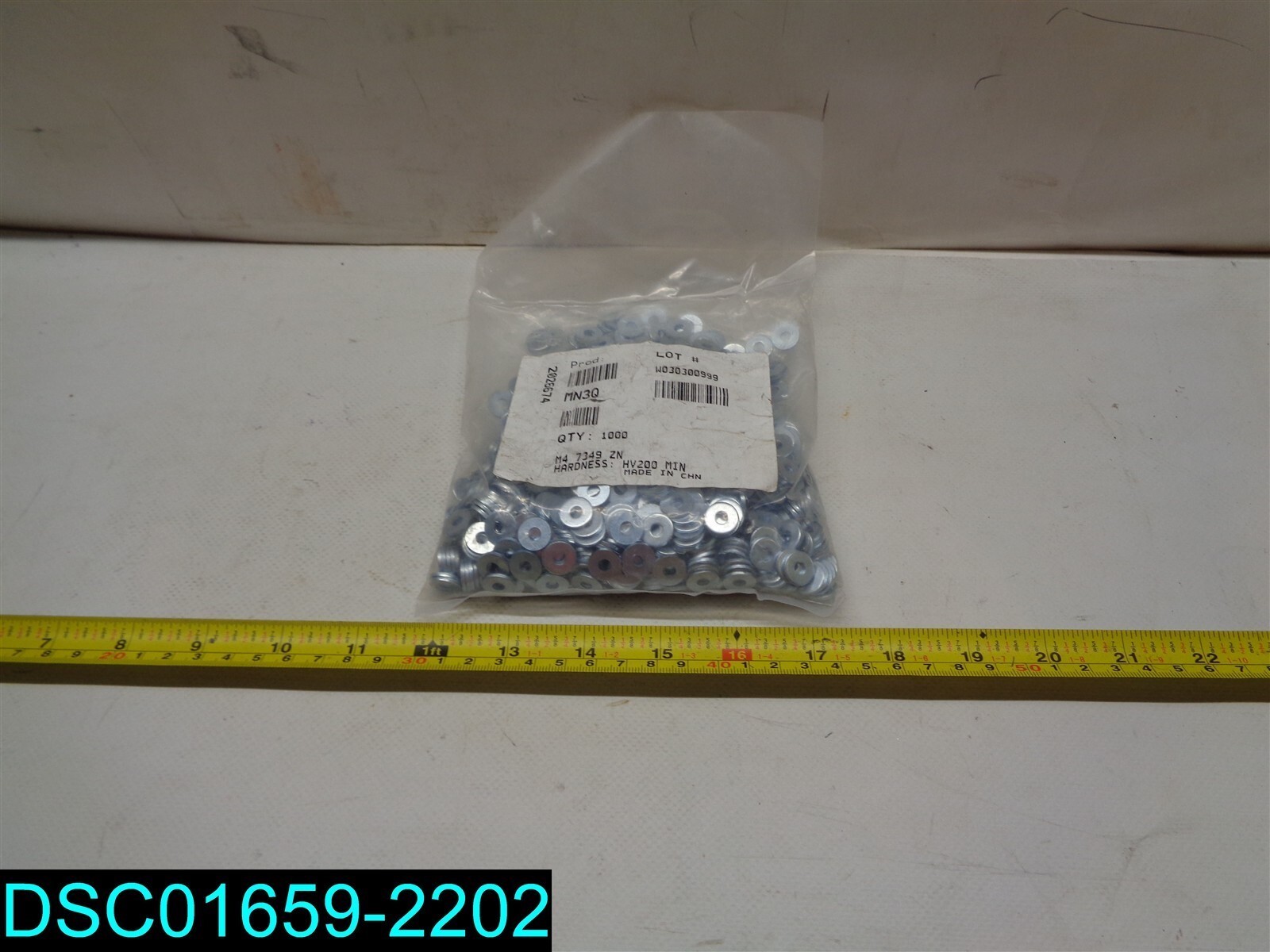 QTY=1000: 7349 M4 Thick Flat Washer Steel Zinc Plated