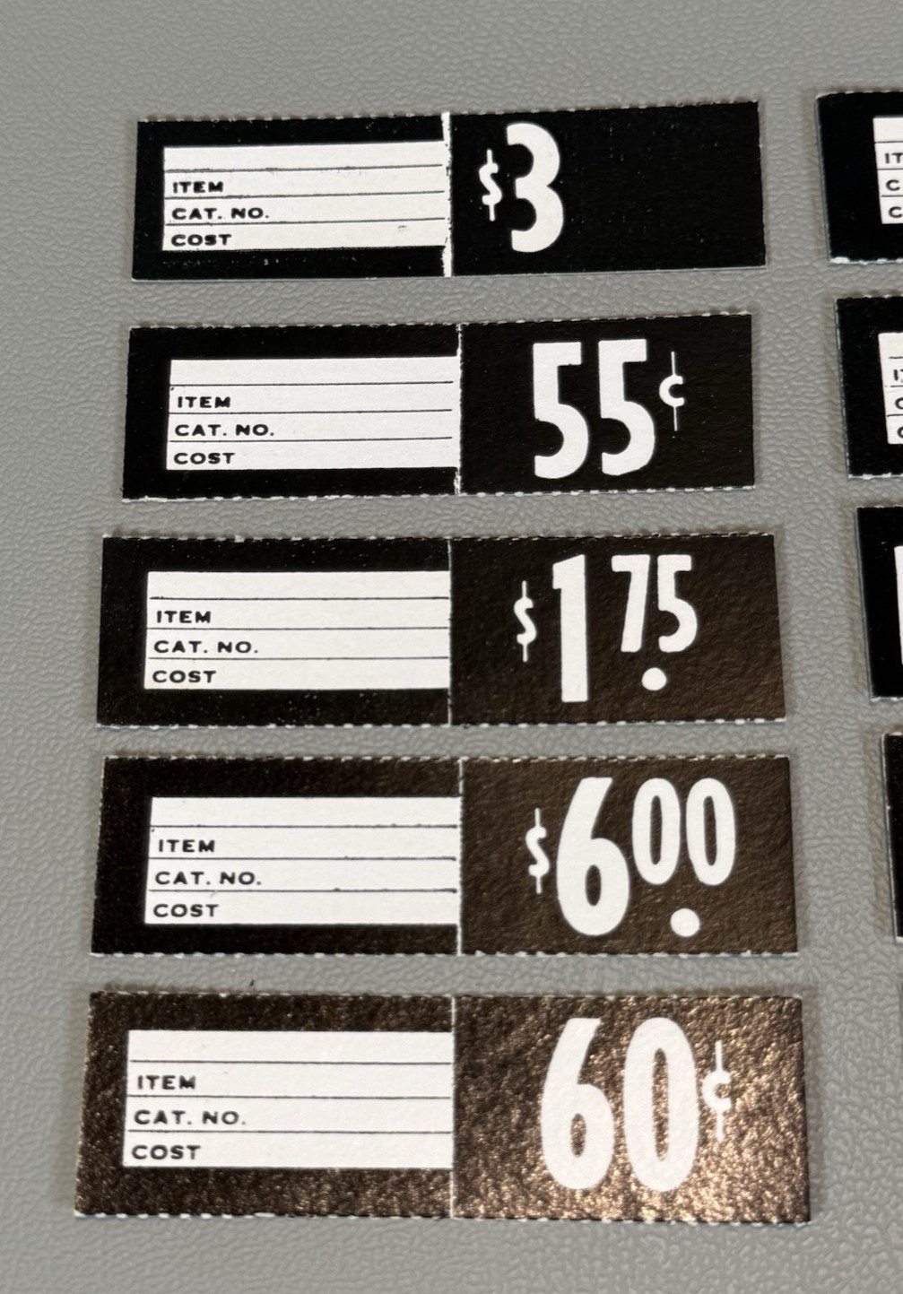 Vintage Paper Price Tags Black and White Mixed Lot of 15 Unused