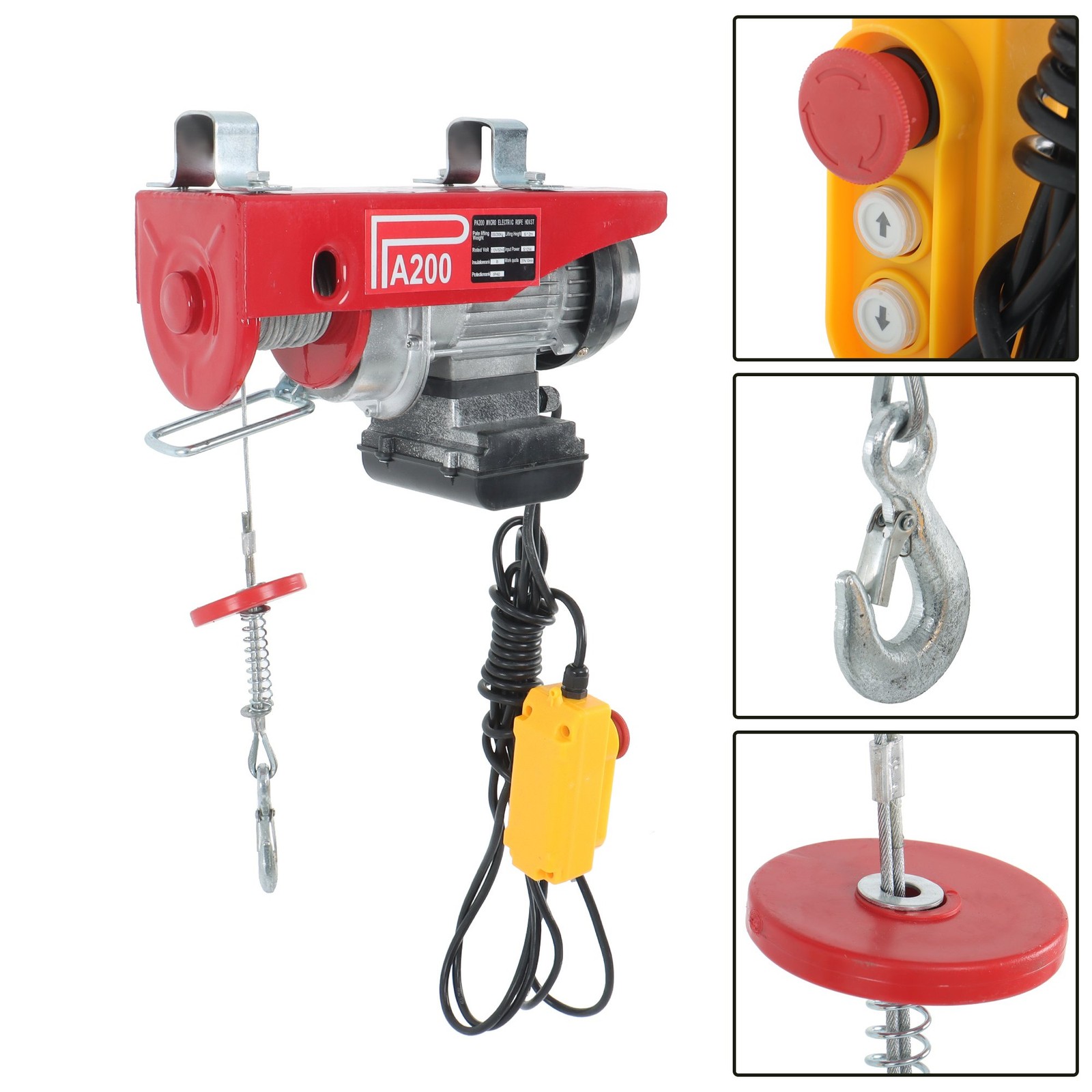 Mini Electric Hoist 440LBS/200kg Crane Winch with Wired Remote Control 510W 110V