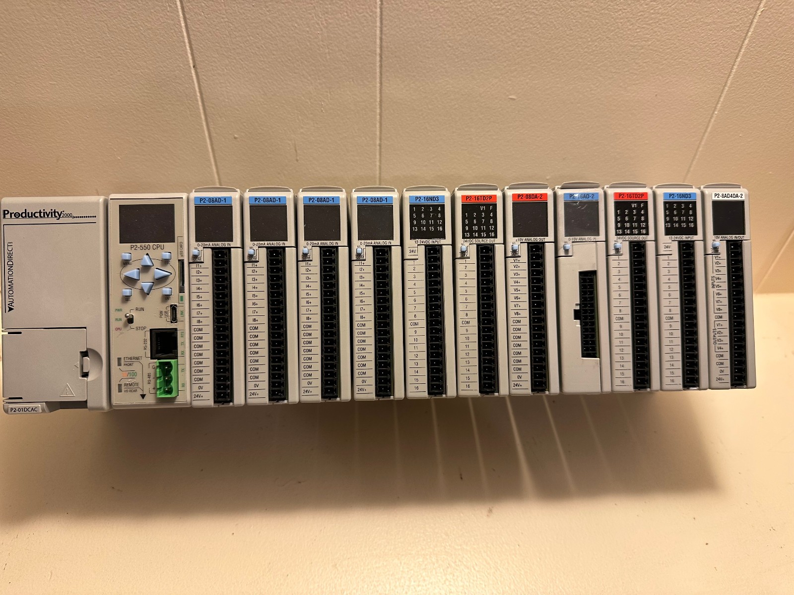 Productivity 2000 AutomationDirect P2-550 PLC Processor Module with I/O cards.