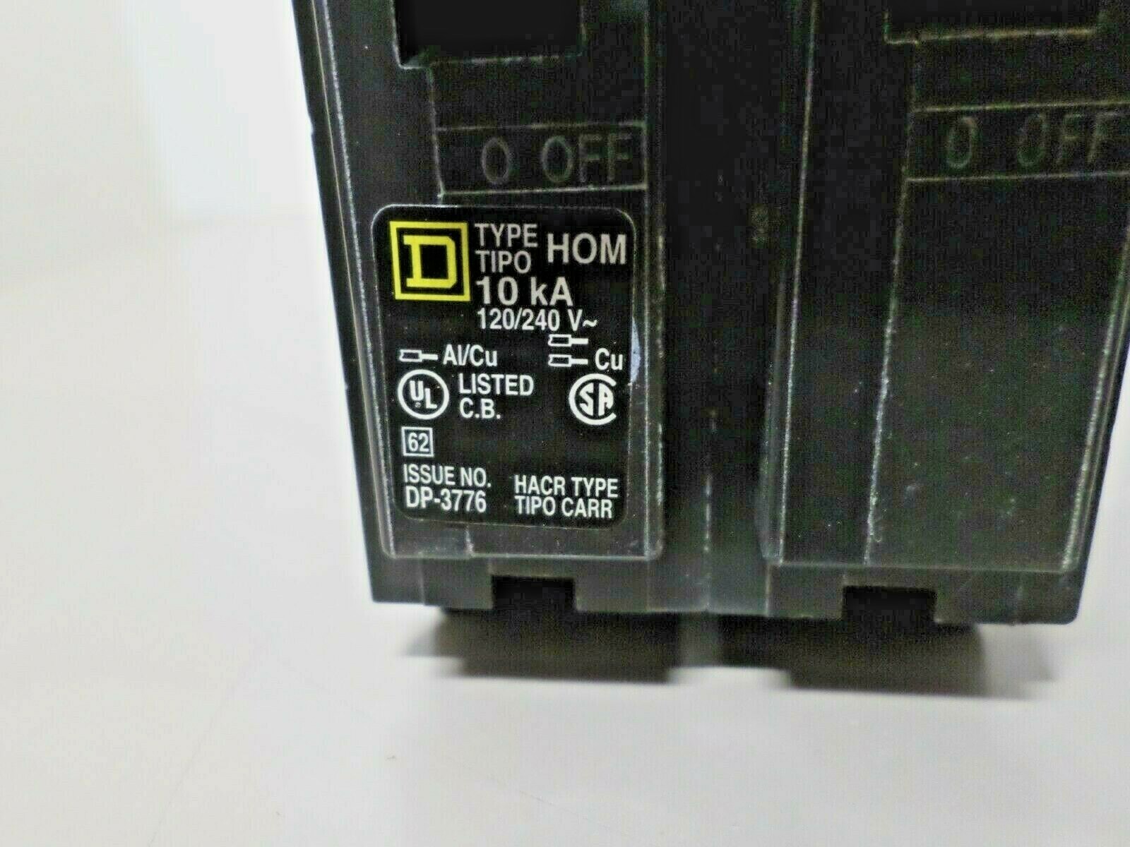 Square D HOM230 30A 10kW 2 Pole 120/240V Circuit Breaker Type HOM HACR