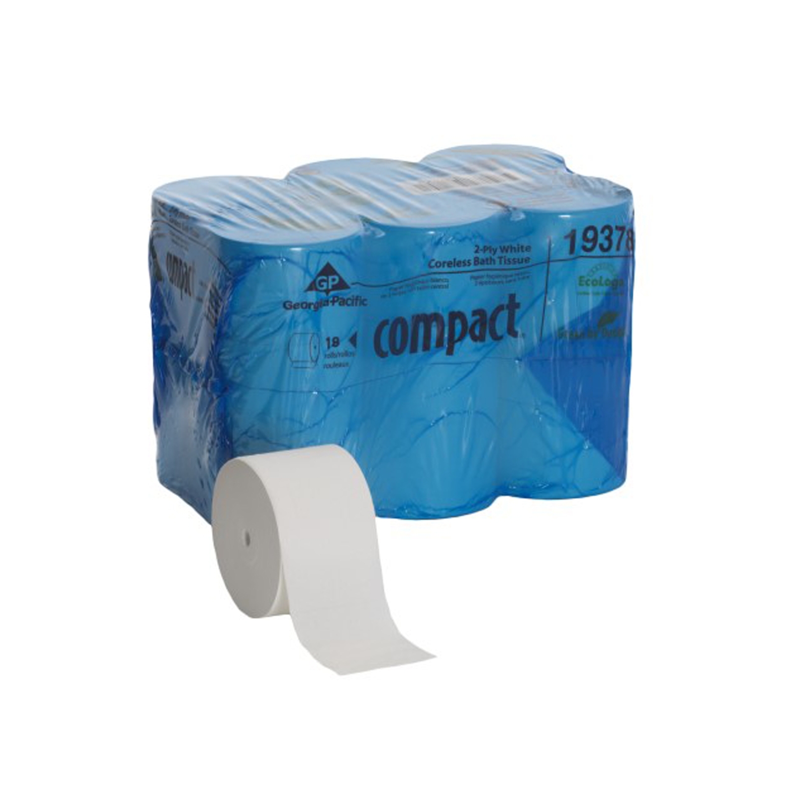 Georgia Pacific Compact 2-Ply Toilet Tissue Paper Rolls Coreless 18 Rolls 19378
